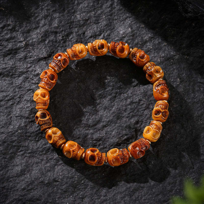 Aged Yak Bone Skull Bracelet