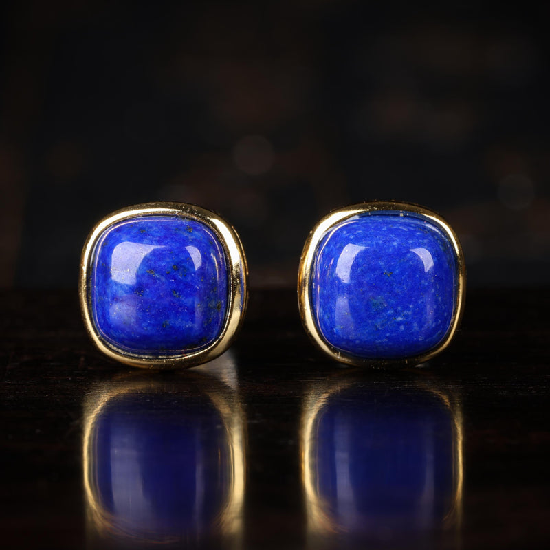 Vergulde lapis lazuli oorbellen