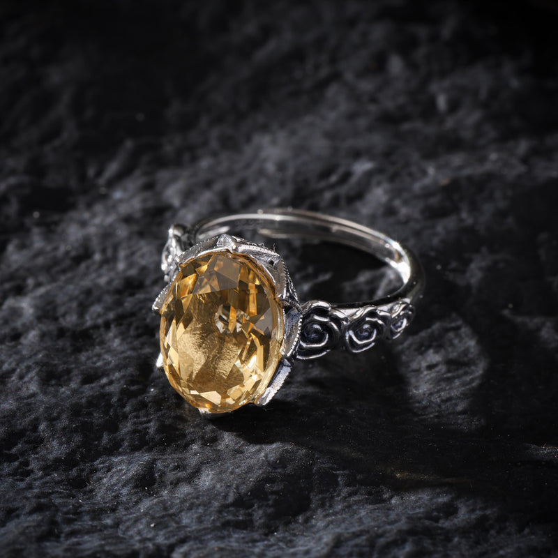 Oval Citrine Sterling Silver Ring
