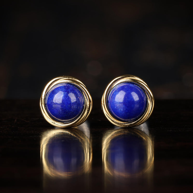 Vergulde lapis lazuli oorbellen