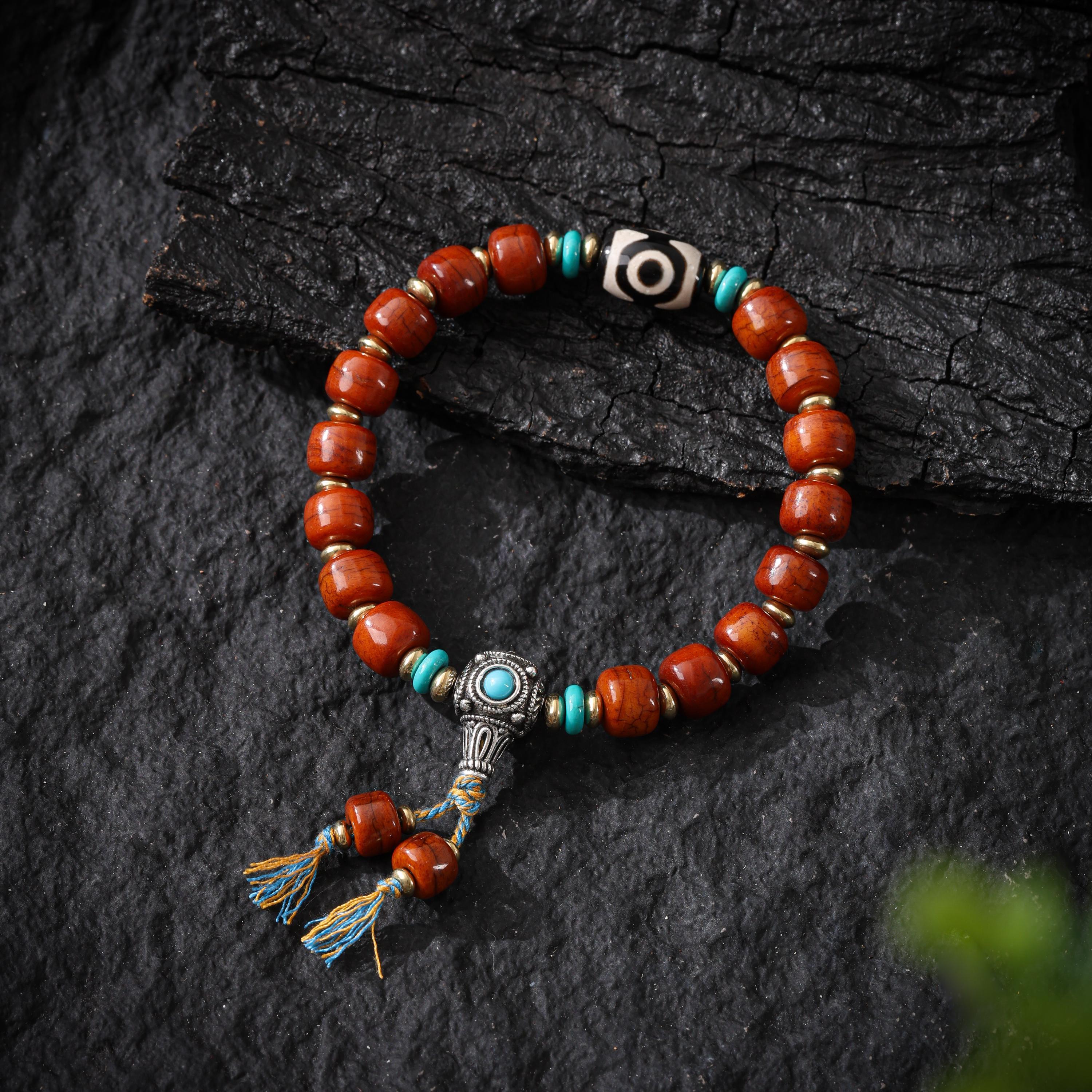 Yak Bone Bracelet with Dzi Accents – AURA DEER