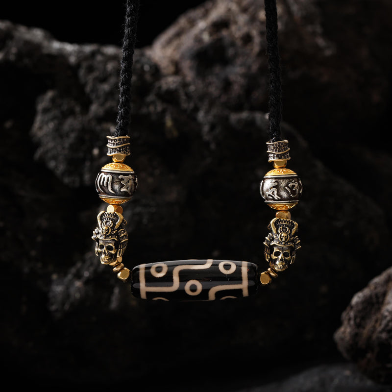 Dzi and Skull Talisman Necklace
