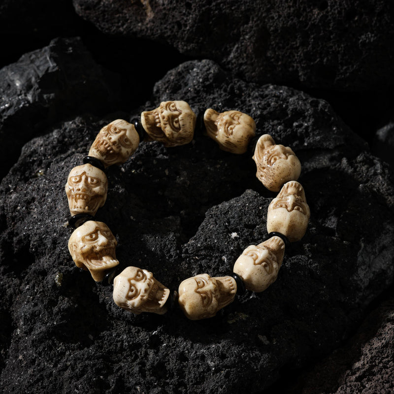 Bone Double-Sided Skull Bracelet