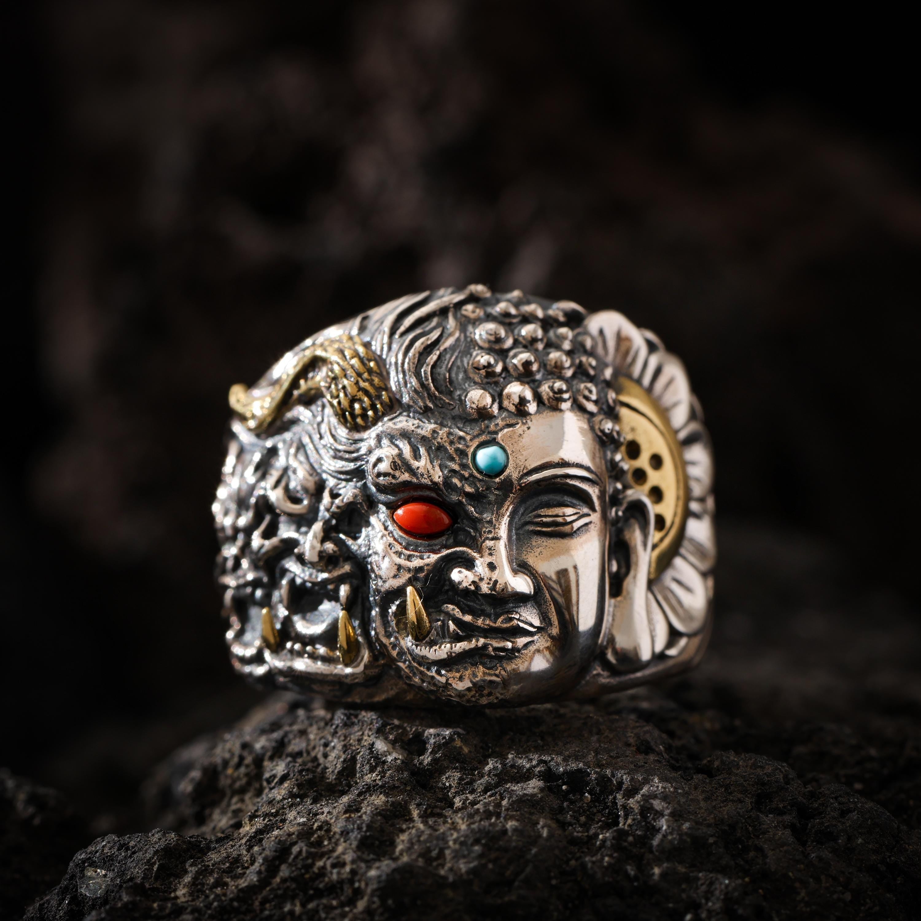 Guardian Mask Statement Ring Adjustable