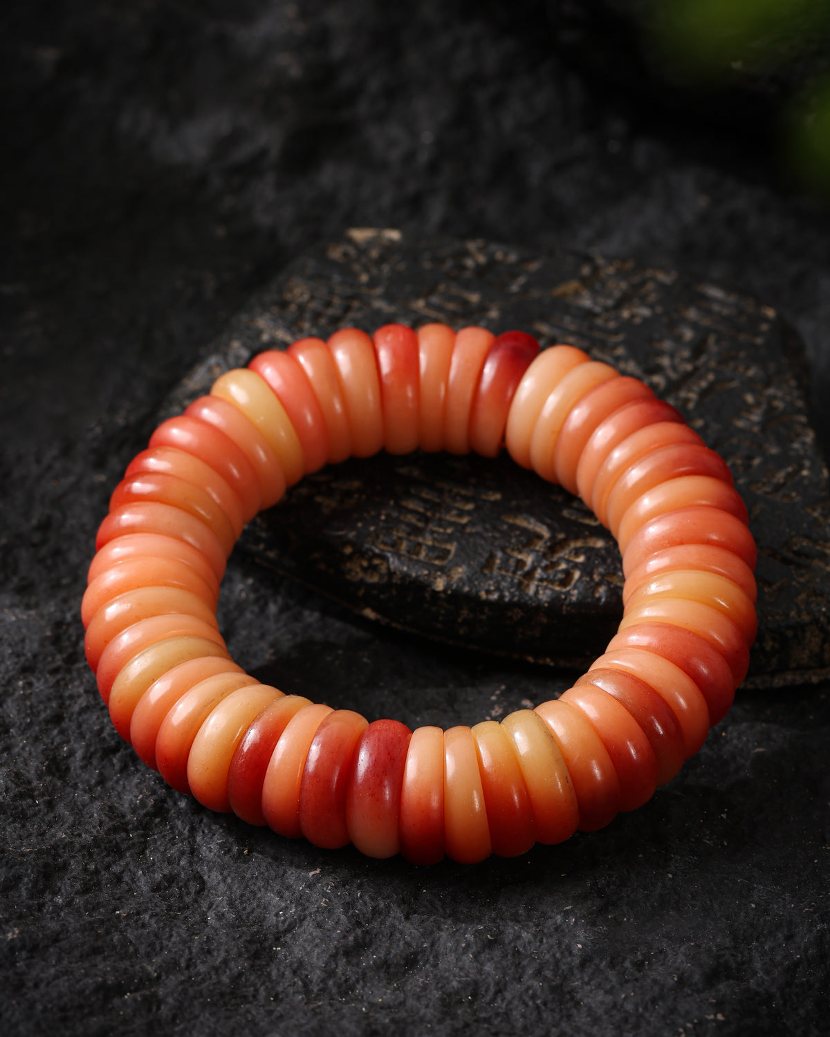 Pulsera de cuentas de disco de hueso de yak