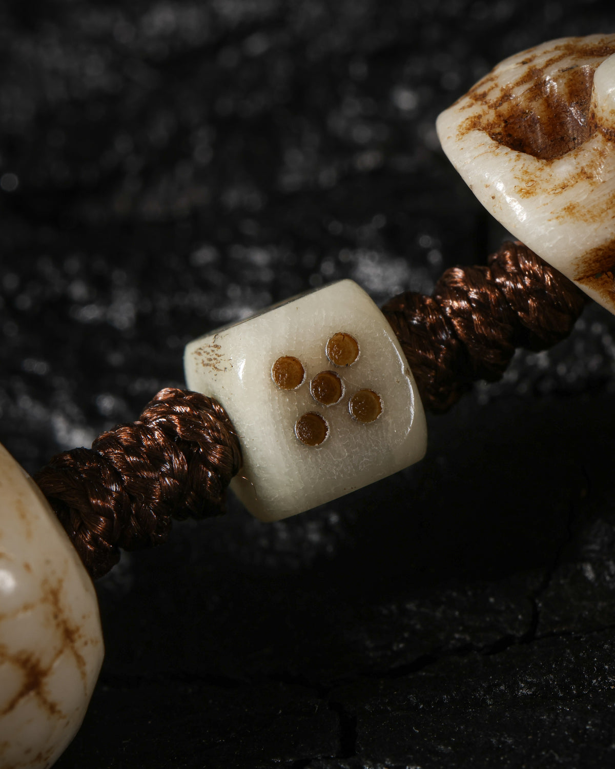 Yak Bone Carved Skull Bracelet-6