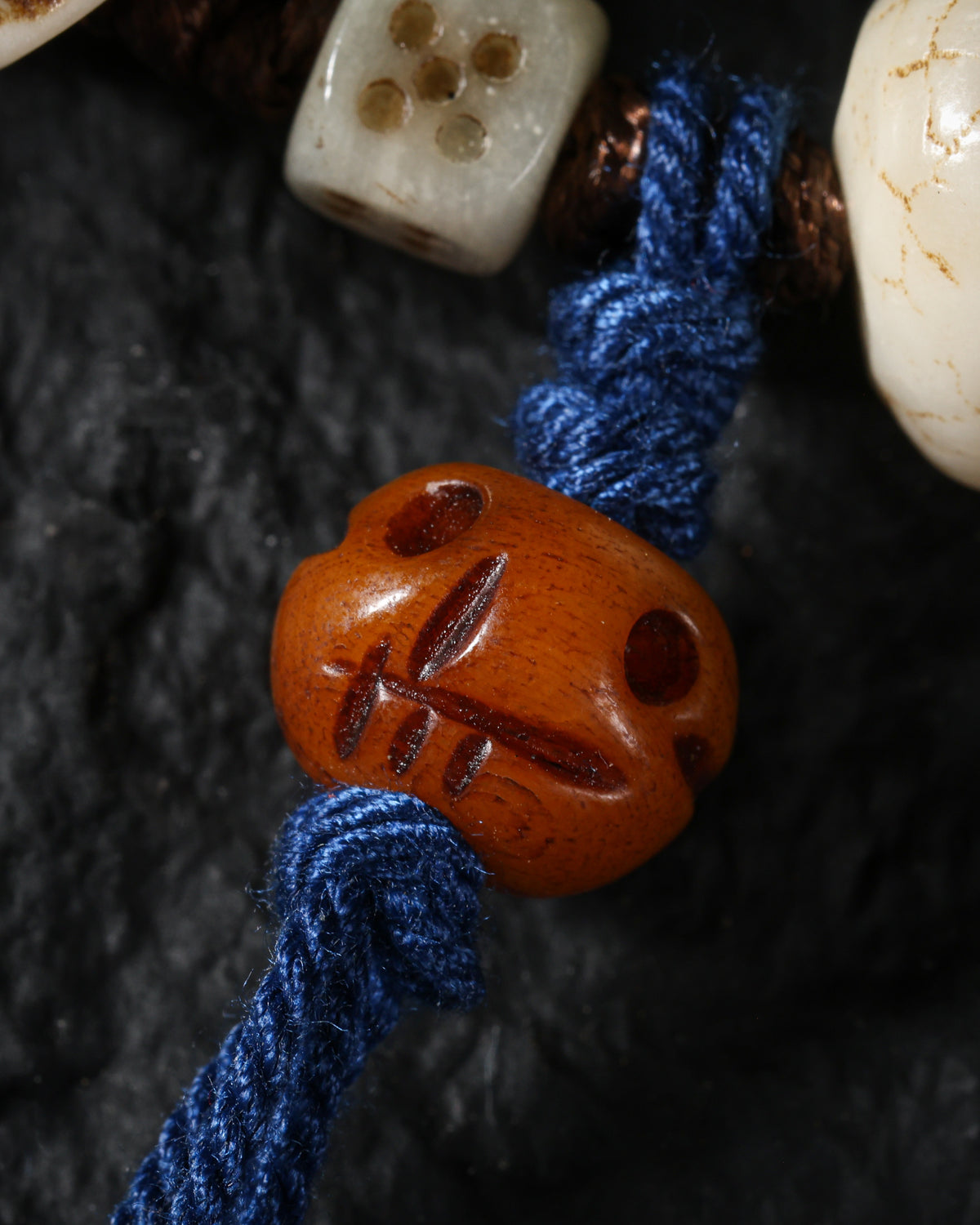 Yak Bone Carved Skull Bracelet-7