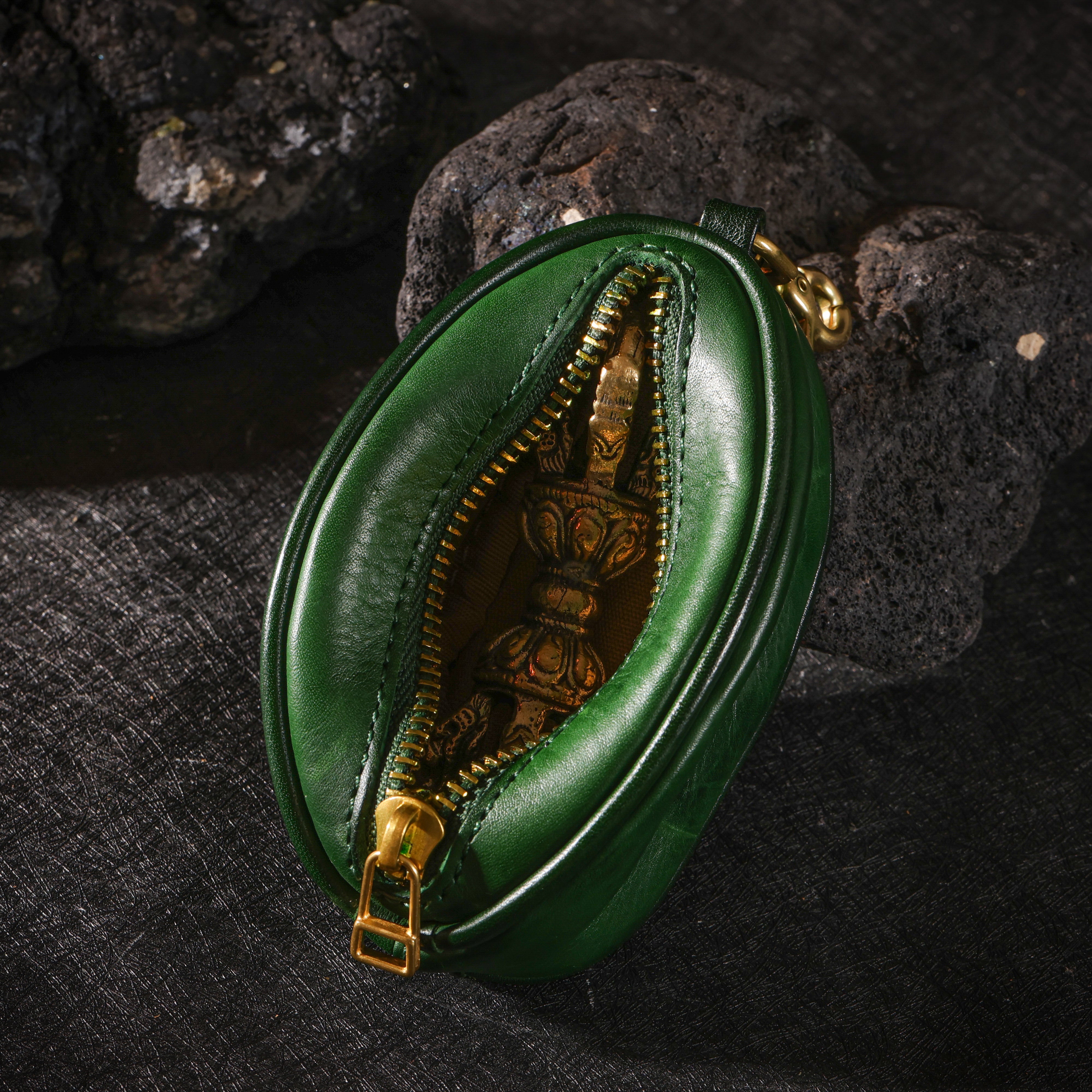 Sacchetto portagioie in pelle di mucca Vajra tibetano-9