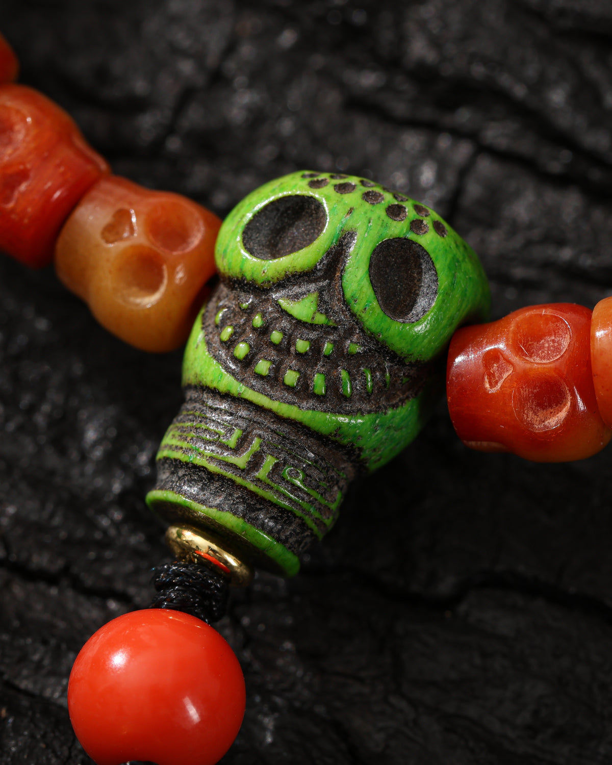 Bone Skull Necklace 108 Mala Beads-3