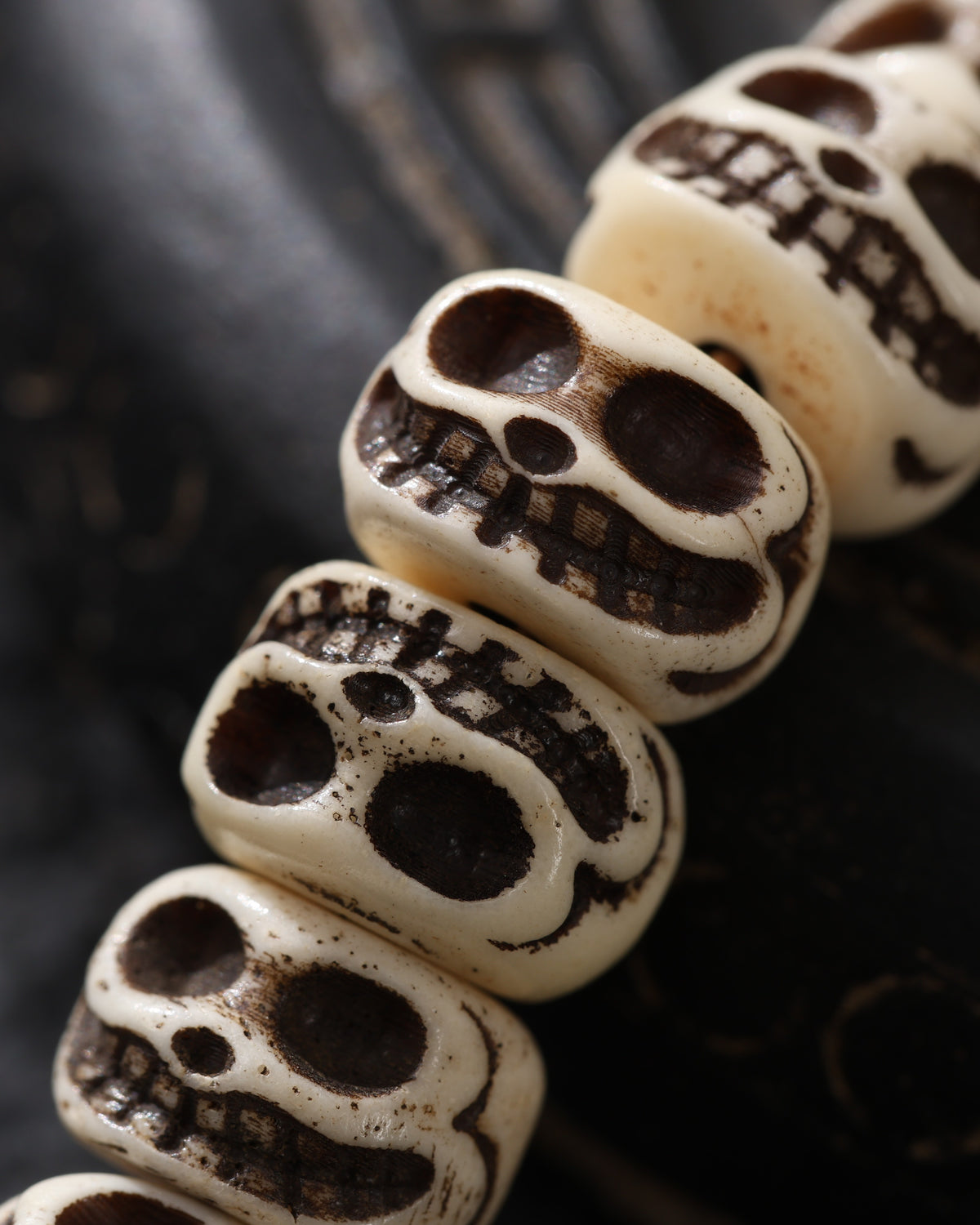Yak Bone Smiling Skull Necklace-4