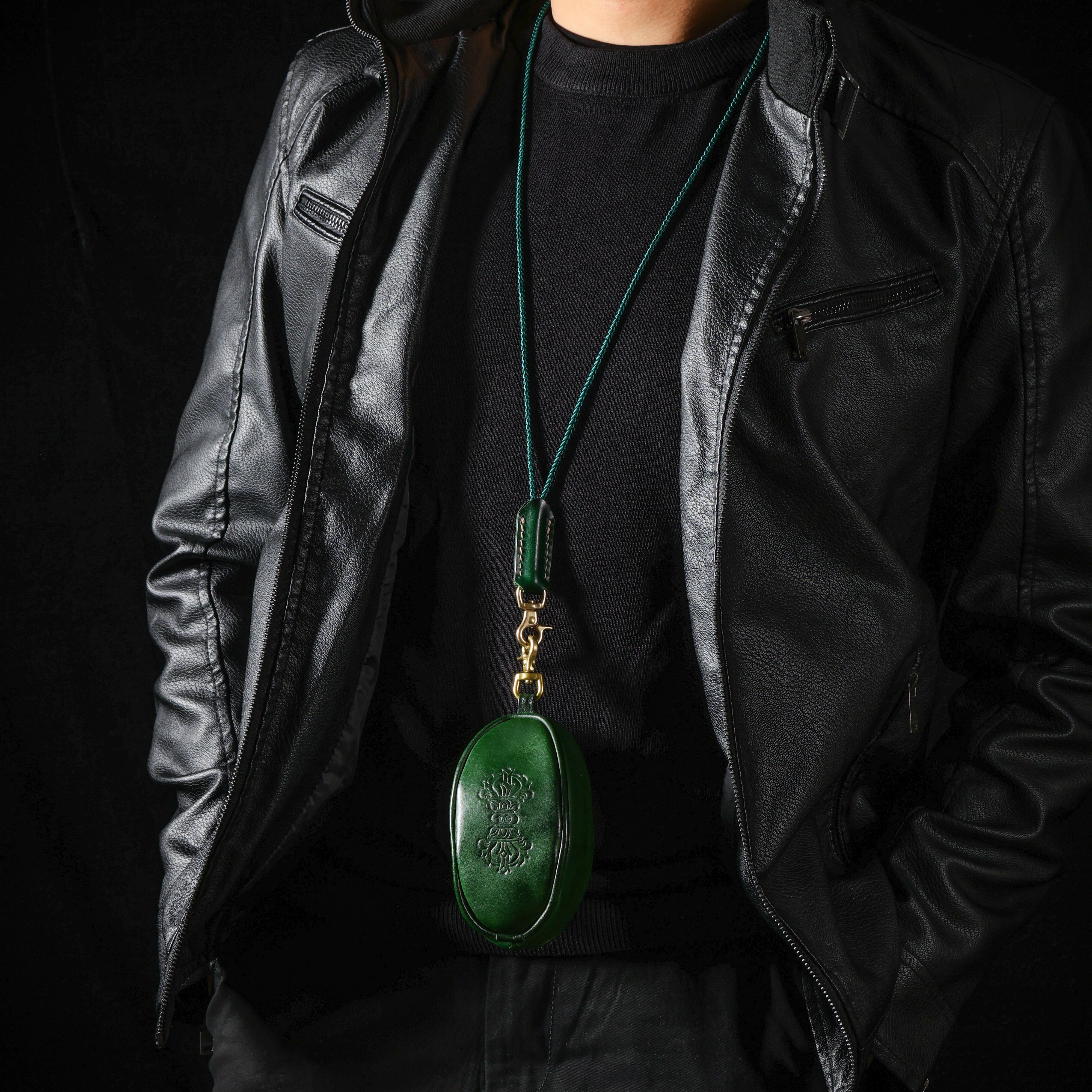 Sacchetto portagioie in pelle di mucca Vajra tibetano-3