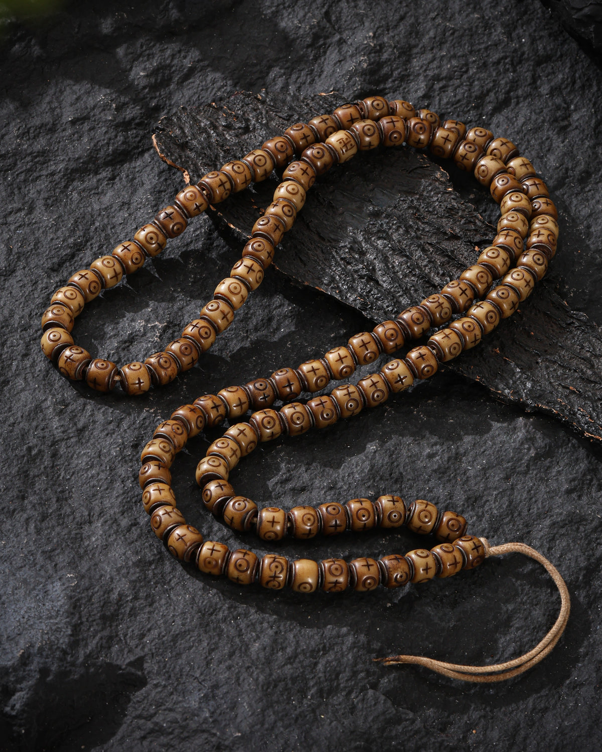 Collana in osso con 108 perle Mala-4