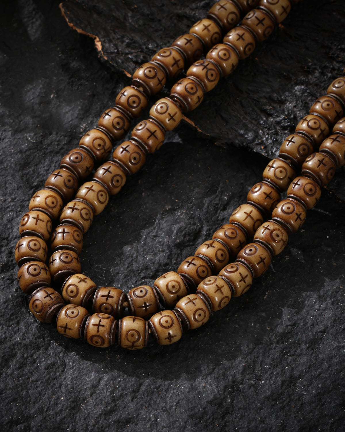 Collana in osso con 108 perle Mala-7
