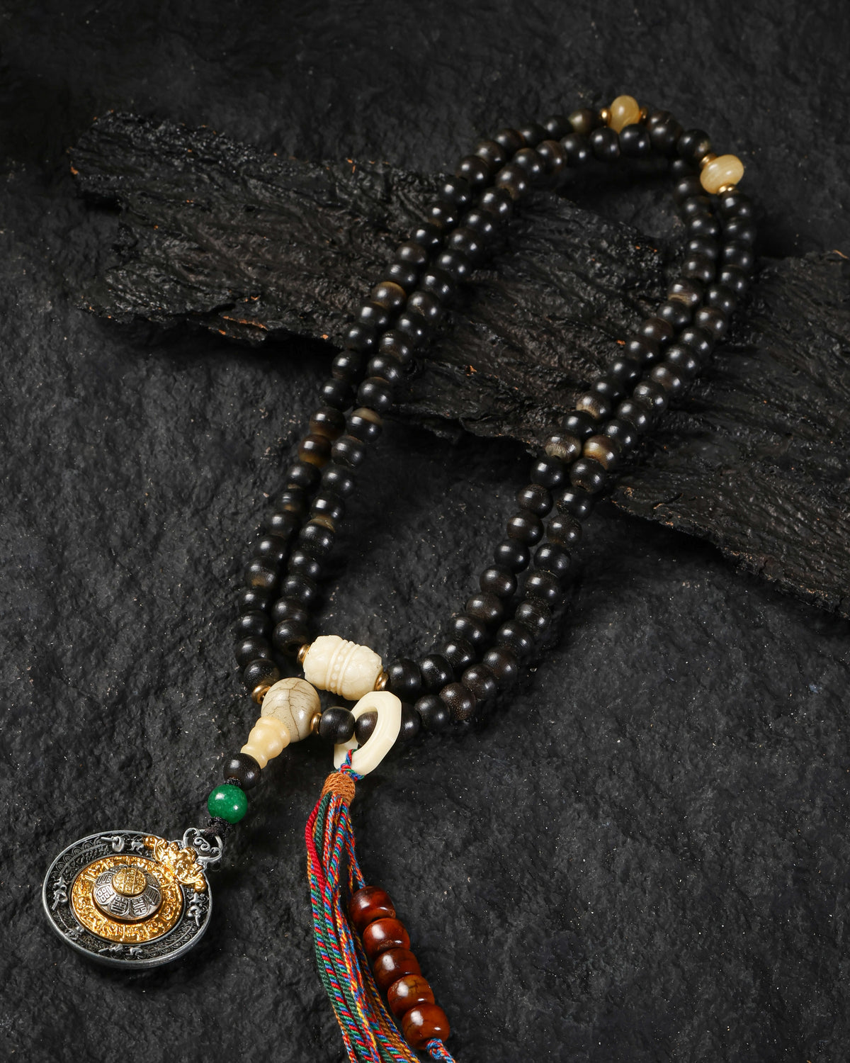 Yak Bone 108-Bead Mala Necklace-5
