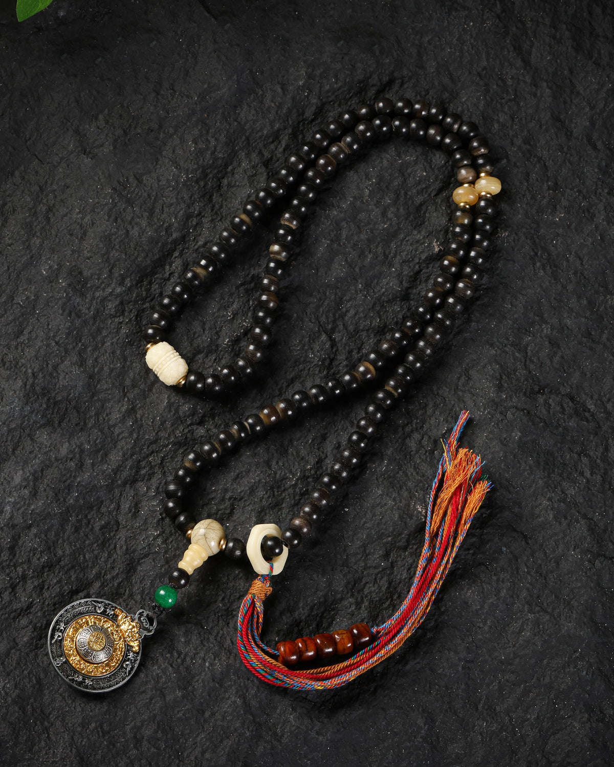 Yak Bone 108-Bead Mala Necklace-4