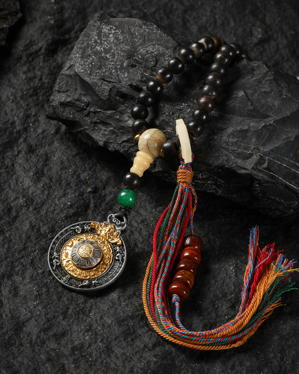 Yak Bone 108-Bead Mala Necklace-6