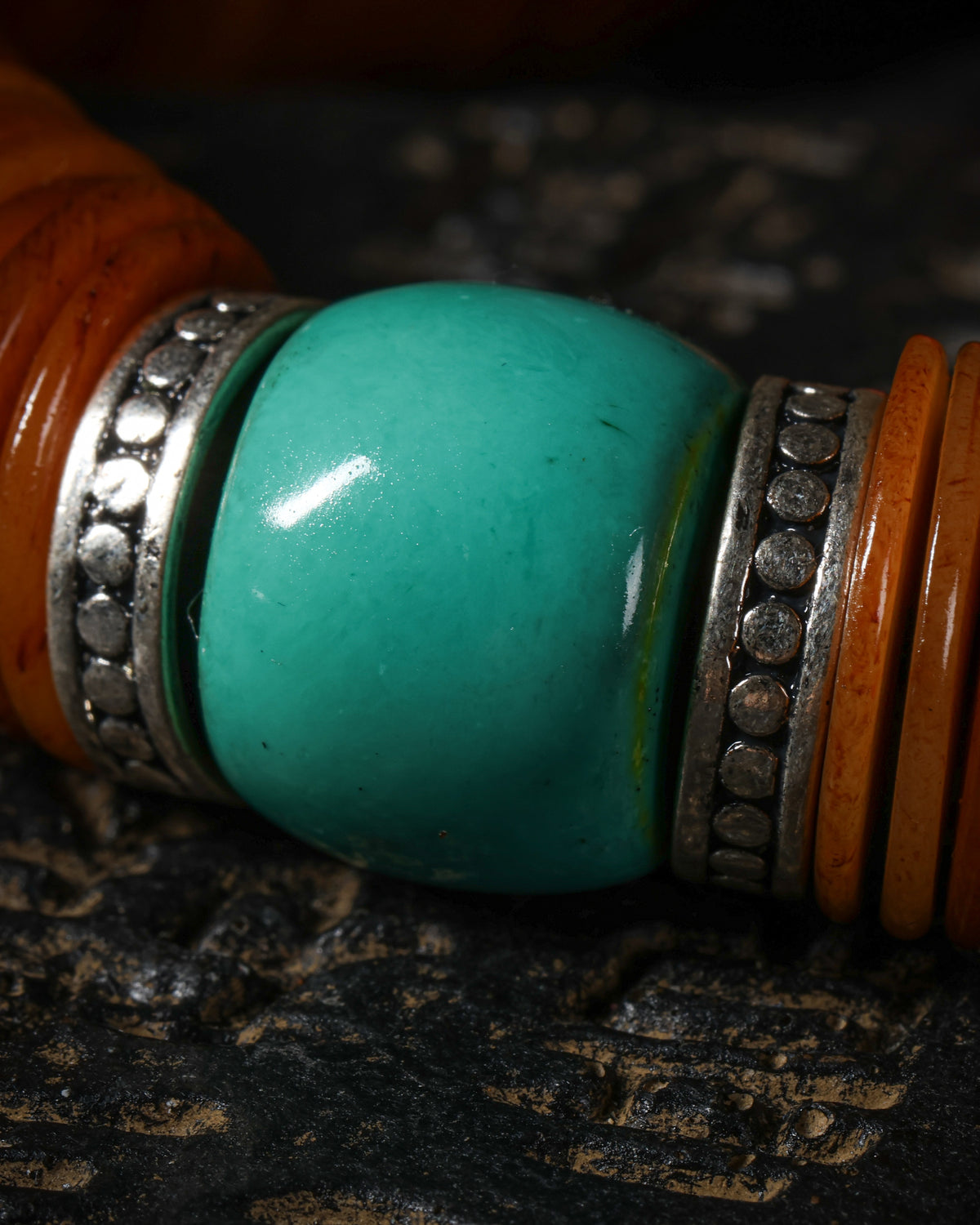 Bracelet en os de yak composé de 108 perles rondes-4