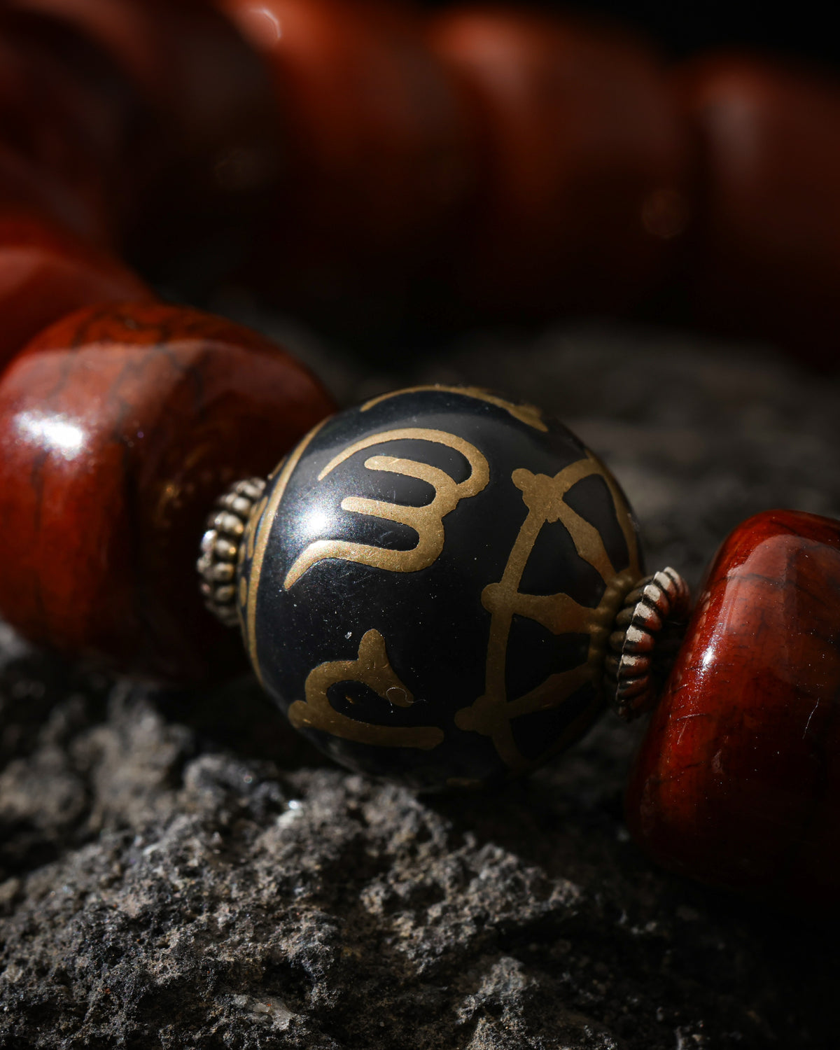 Bracelet de perles en os de yak-7