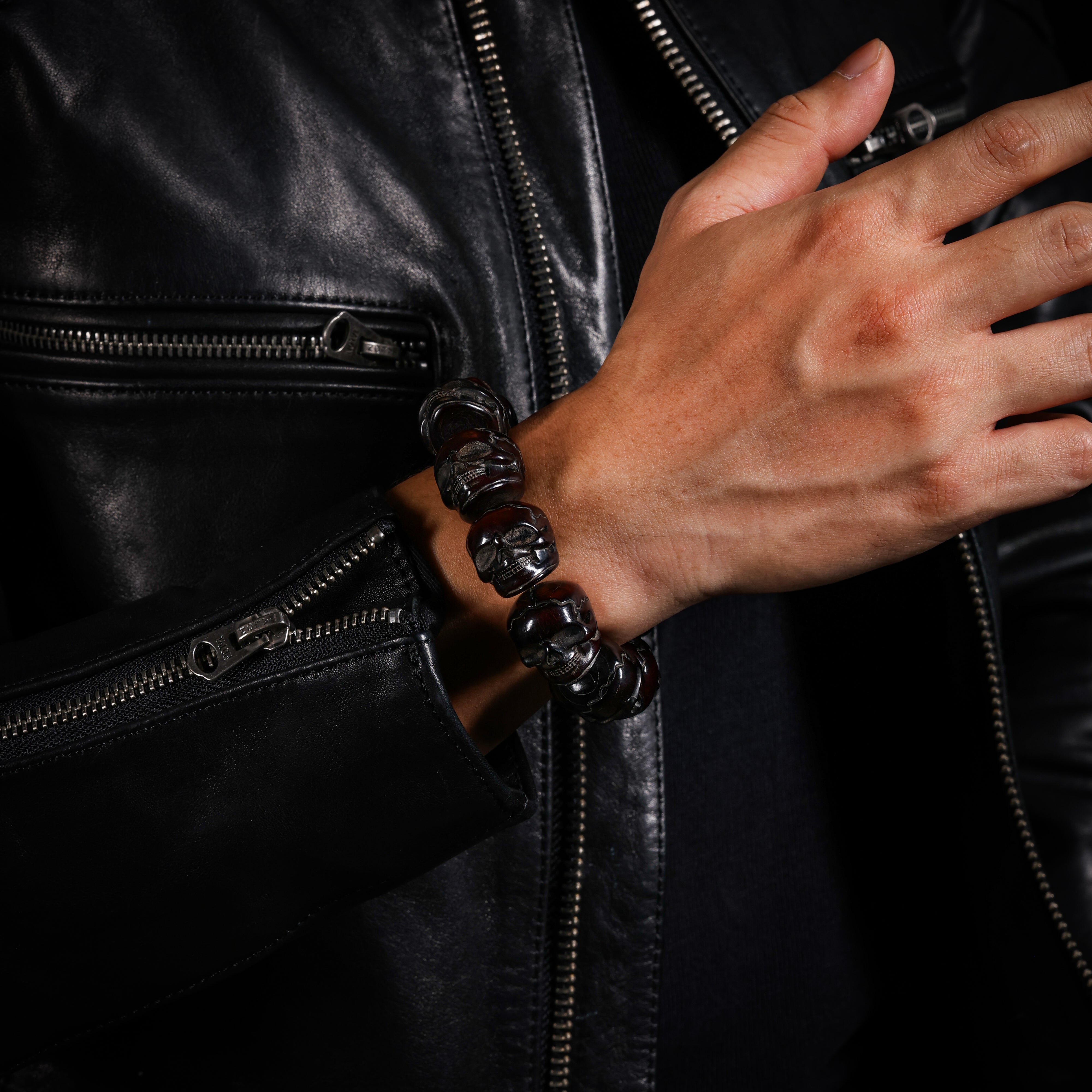 Dark Burgundy Skull Bone Bracelet