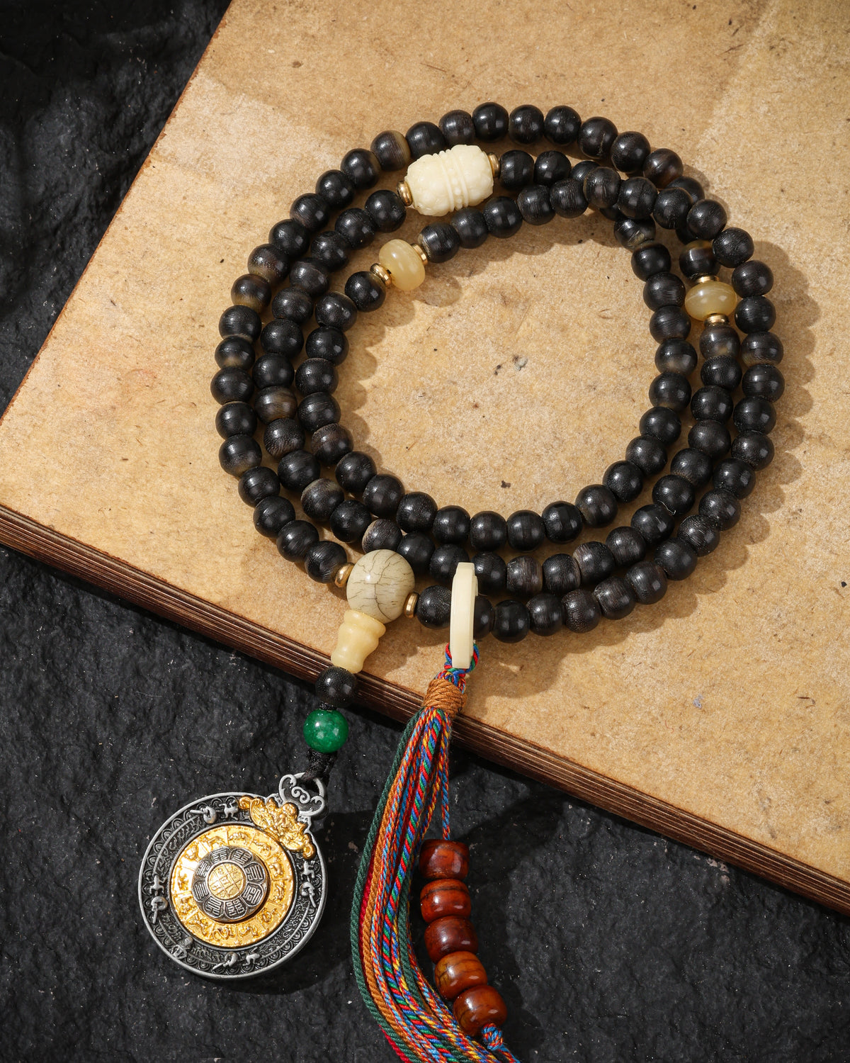 Yak Bone 108-Bead Mala Necklace