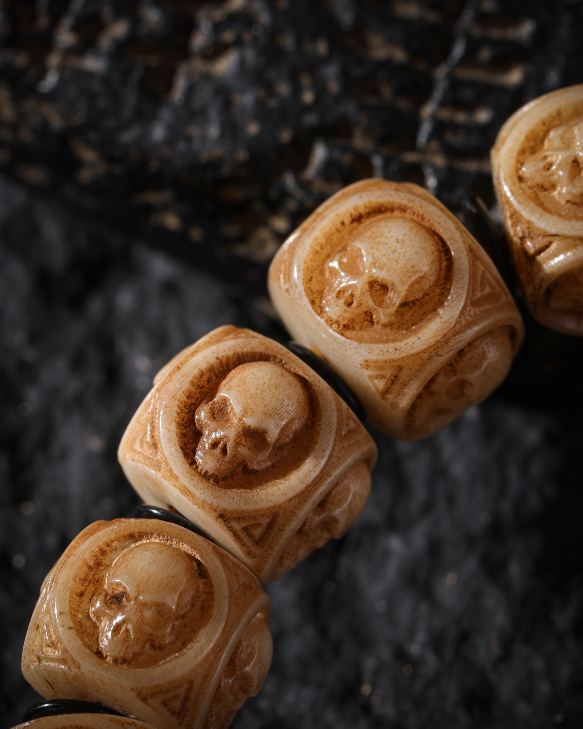 Yak Bone Skull Bracelet-5