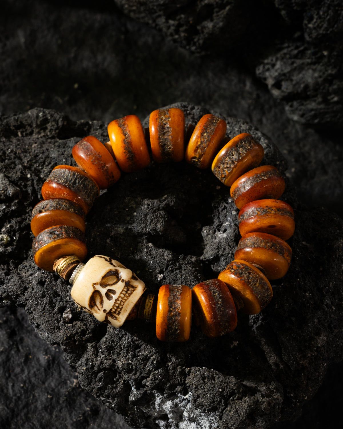 Weathered Yak Bone Skull Bracelet