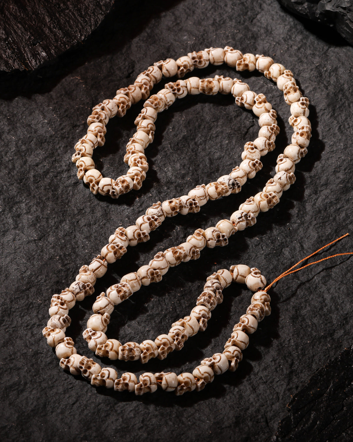 Yak Bone Skull 108-Bead Mala Necklace