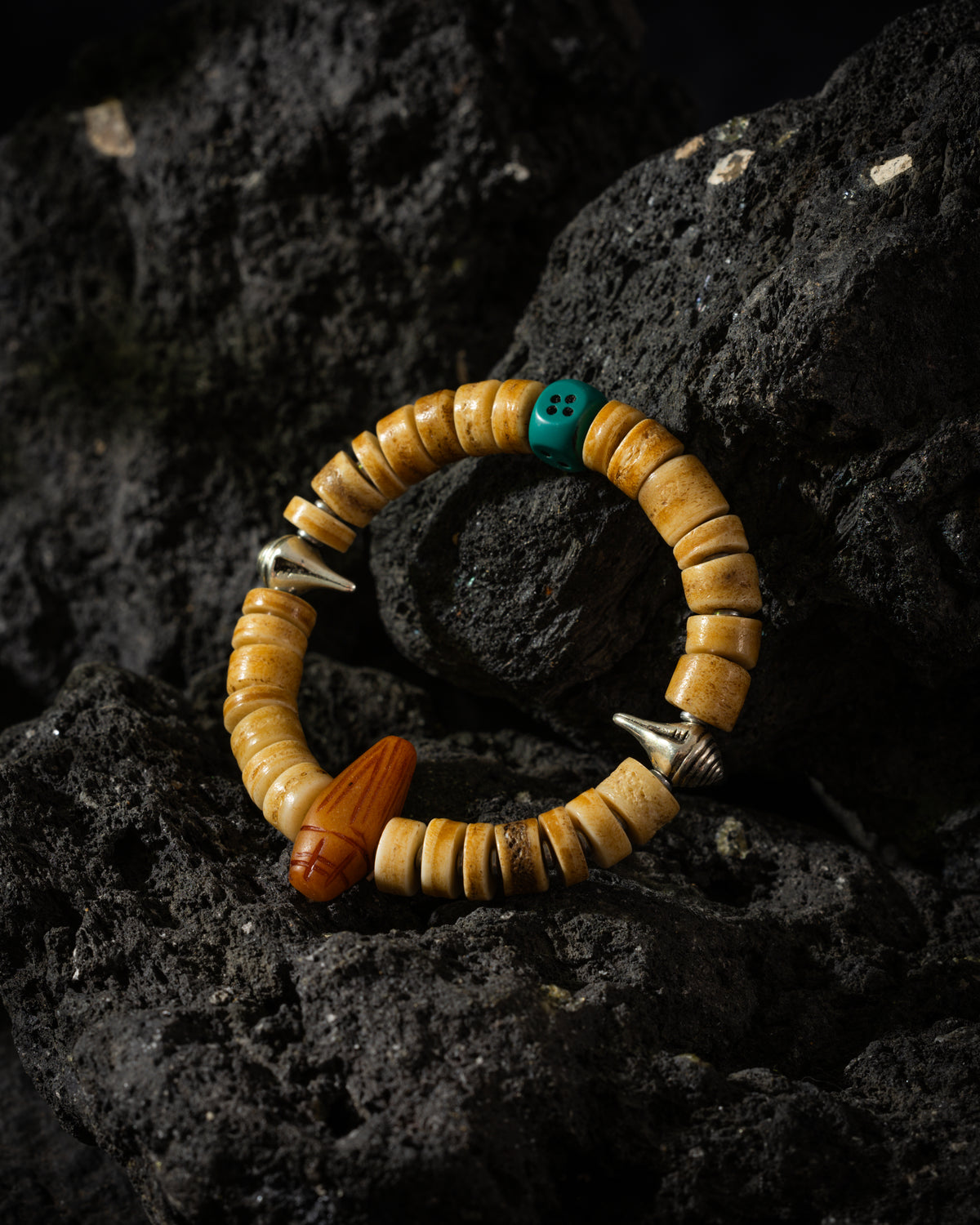 Yak Bone Bracelet Dice and Spike-7