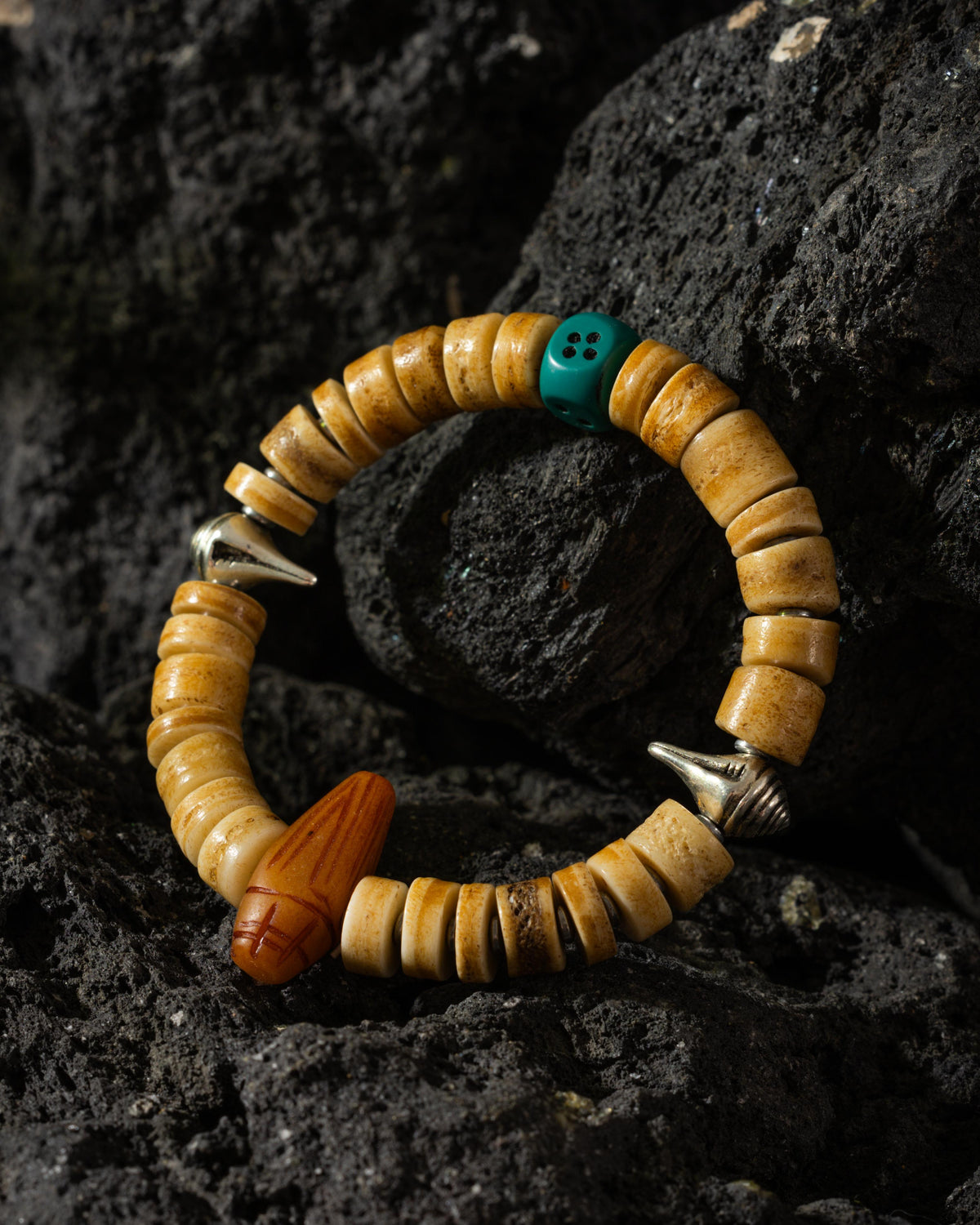 Yak Bone Bracelet Dice and Spike-4