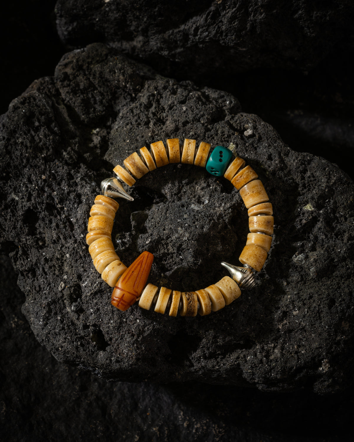 Yak Bone Bracelet Dice and Spike-1