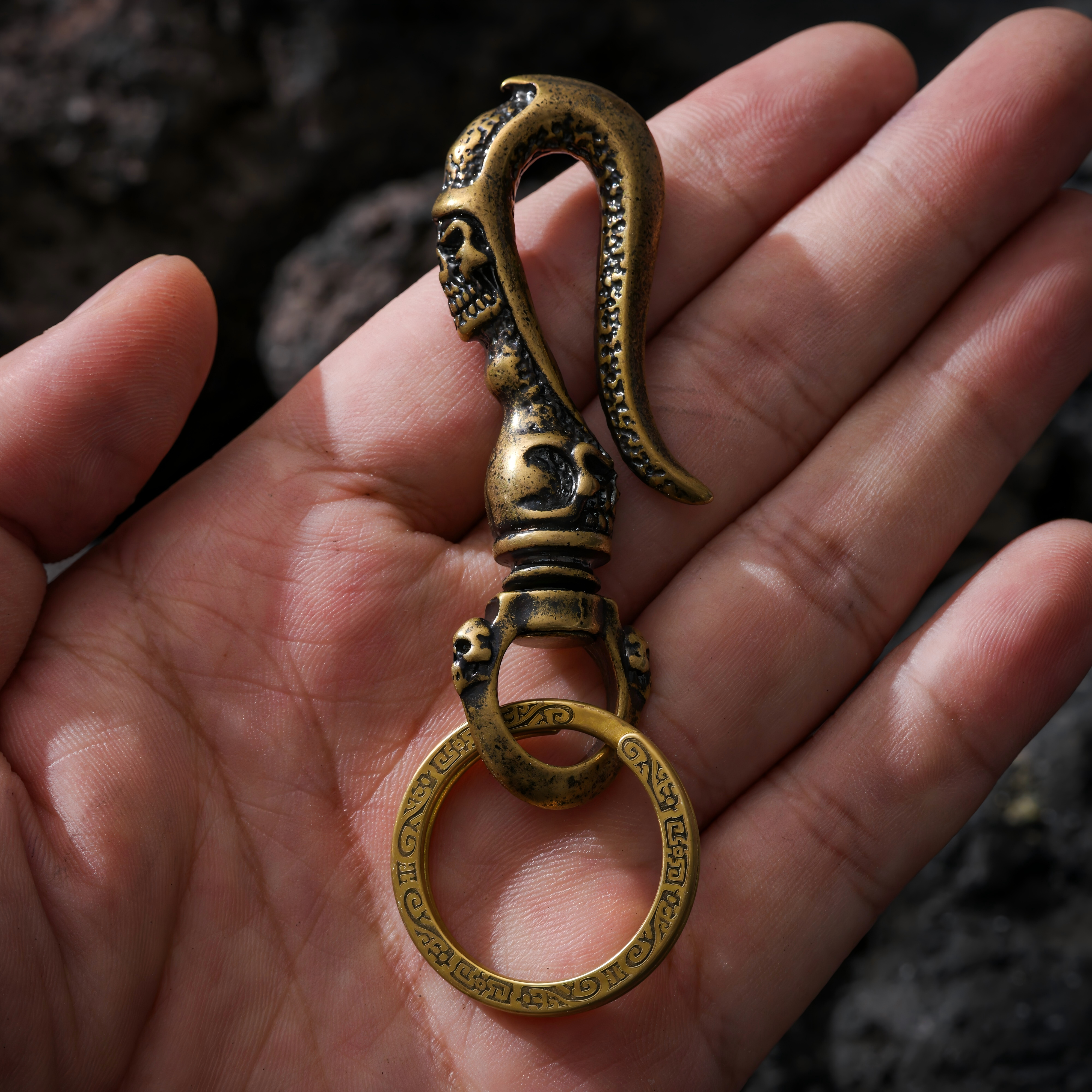 Charm para bolso talismán con calavera de hueso de yak-6