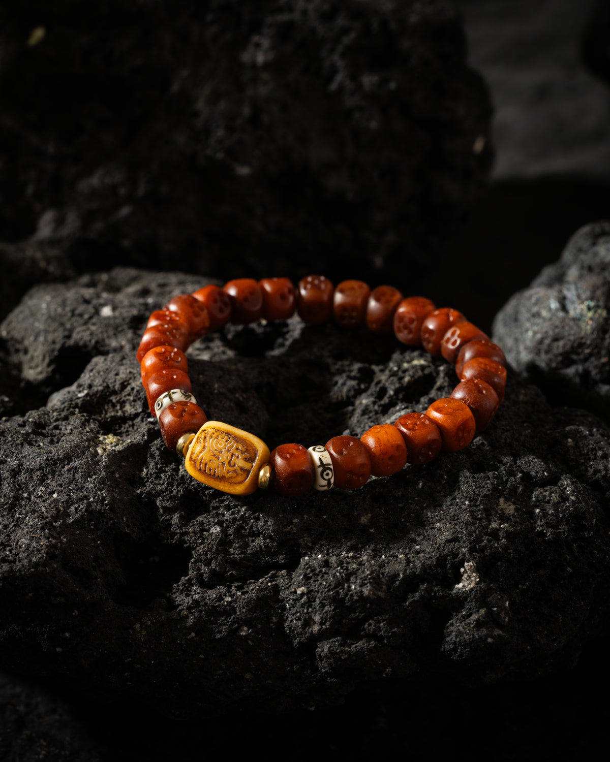 Carved Bone Dice Bracelet Zaki Lhamo-5