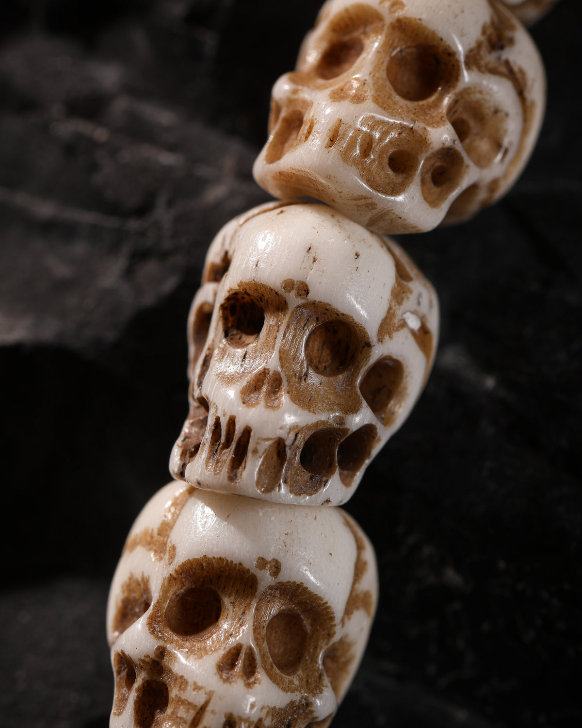 Collar de calavera de hueso con 108 cuentas-6