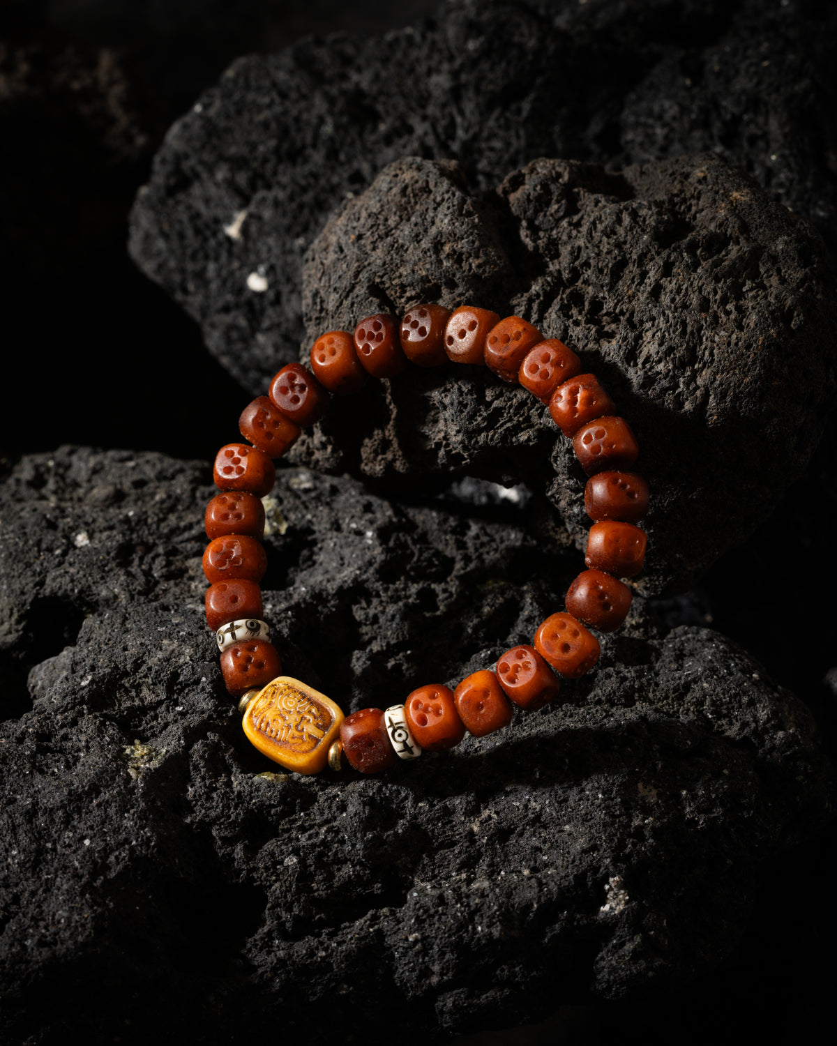 Carved Bone Dice Bracelet Zaki Lhamo-1