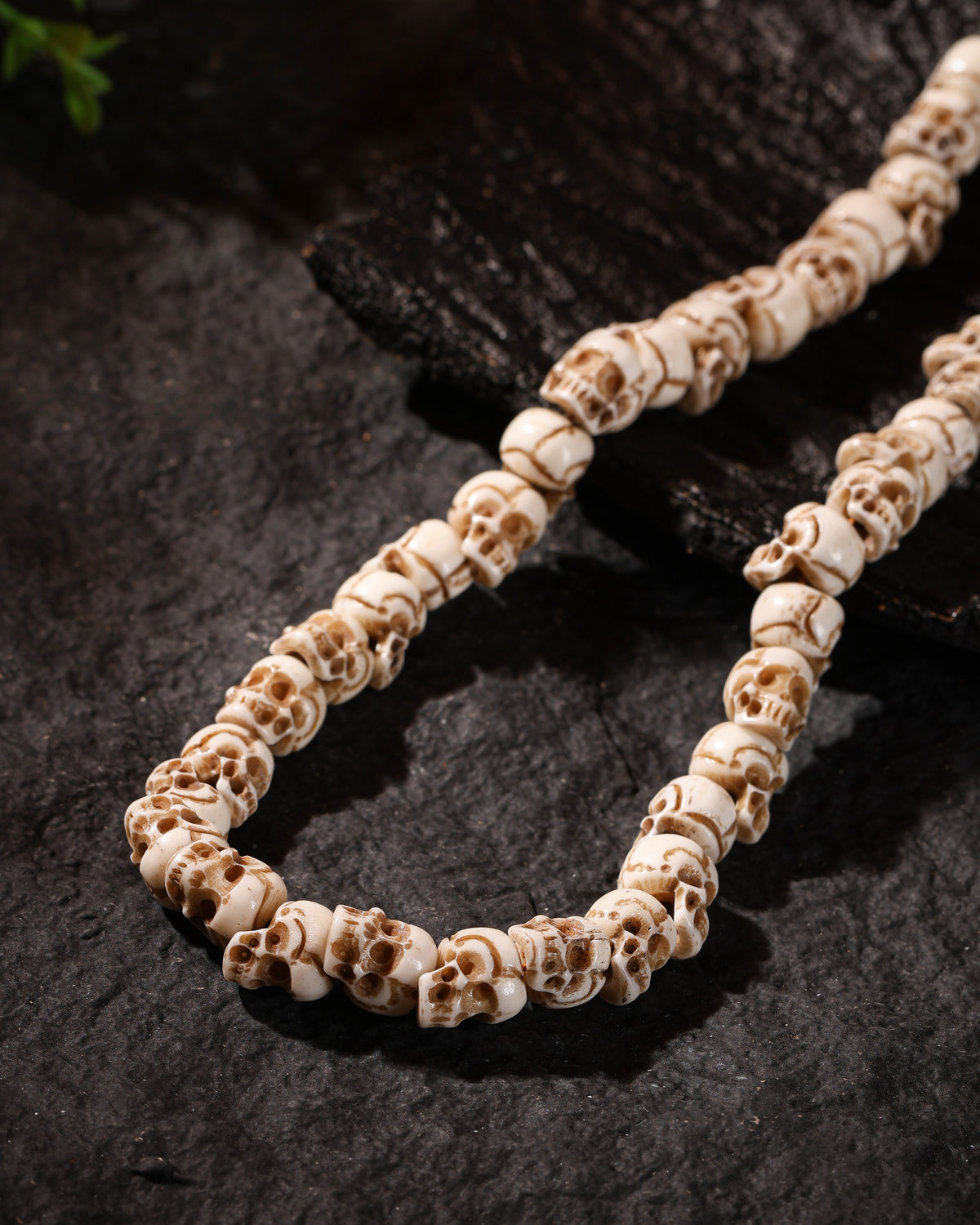 Collar de calavera de hueso con 108 cuentas-5