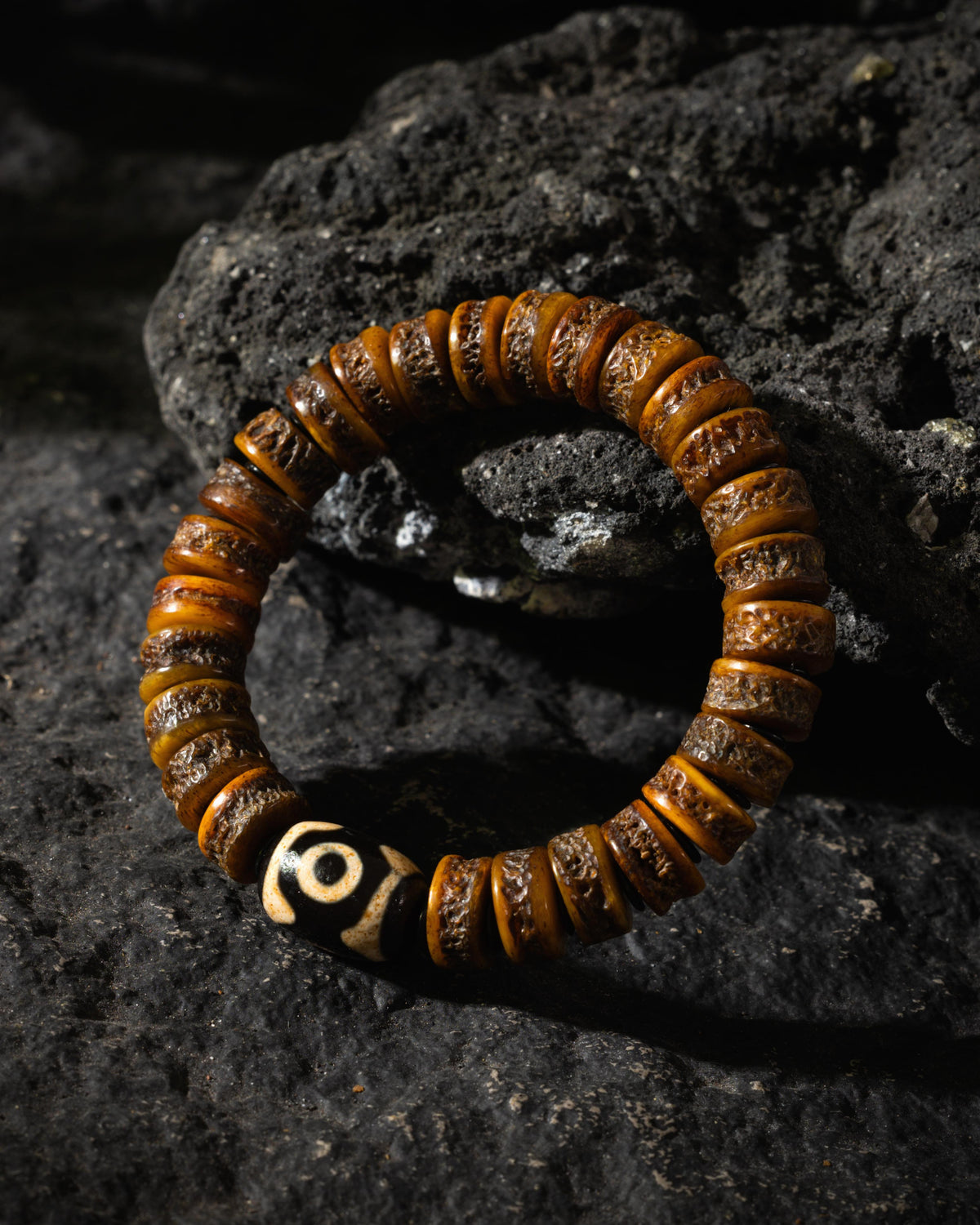 Weathered Yak Bone Dzi Bracelet-4