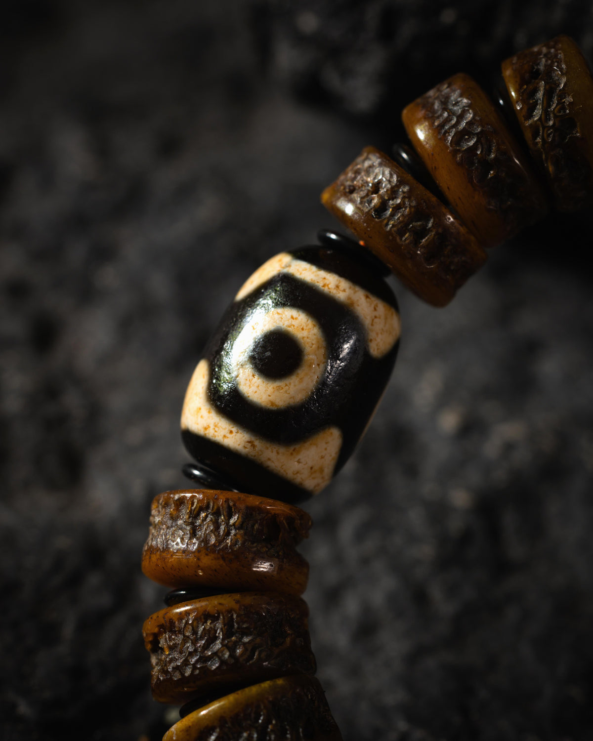 Weathered Yak Bone Dzi Bracelet-6