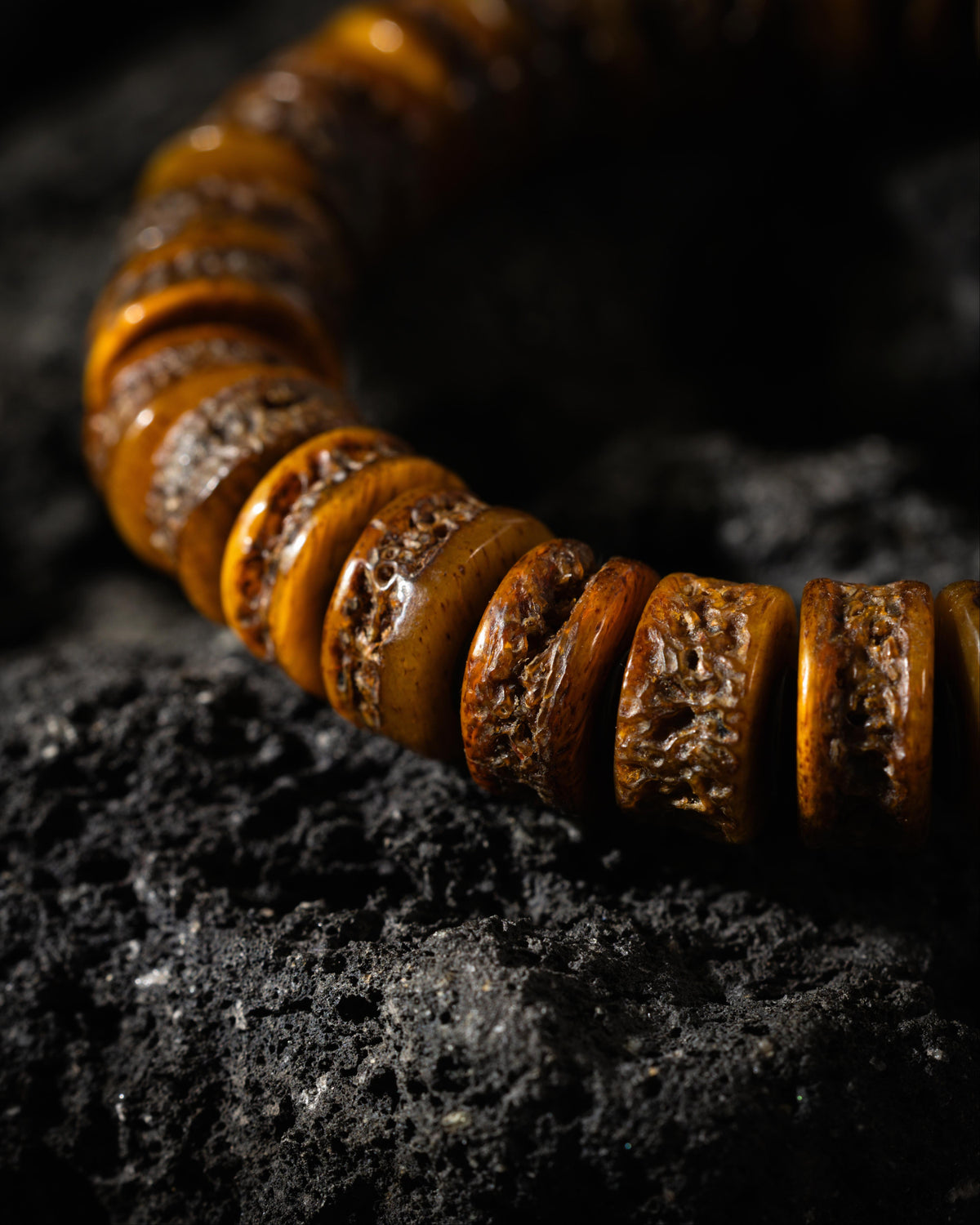 Weathered Yak Bone Dzi Bracelet-5
