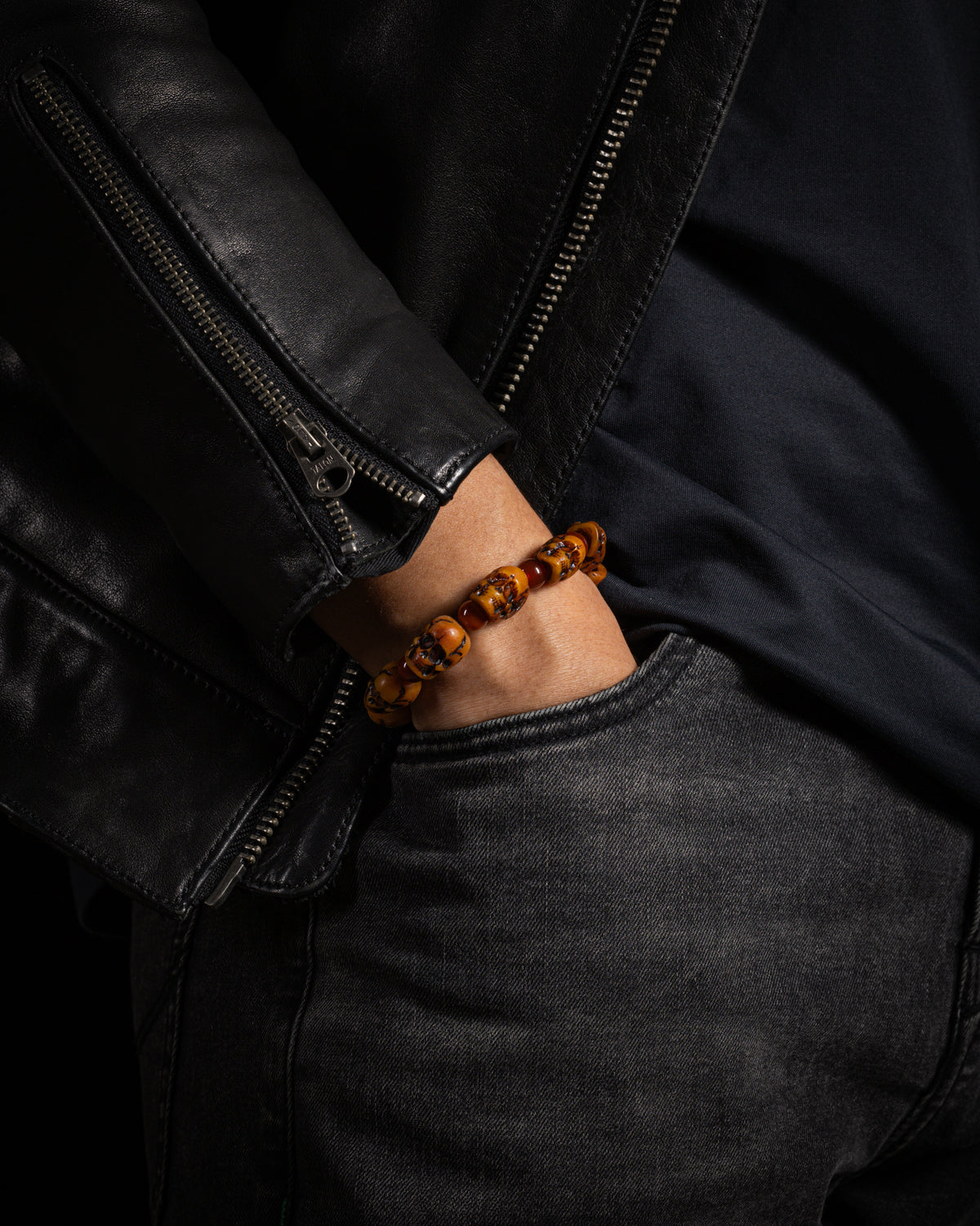 Bracciale con teschio in osso di yak
