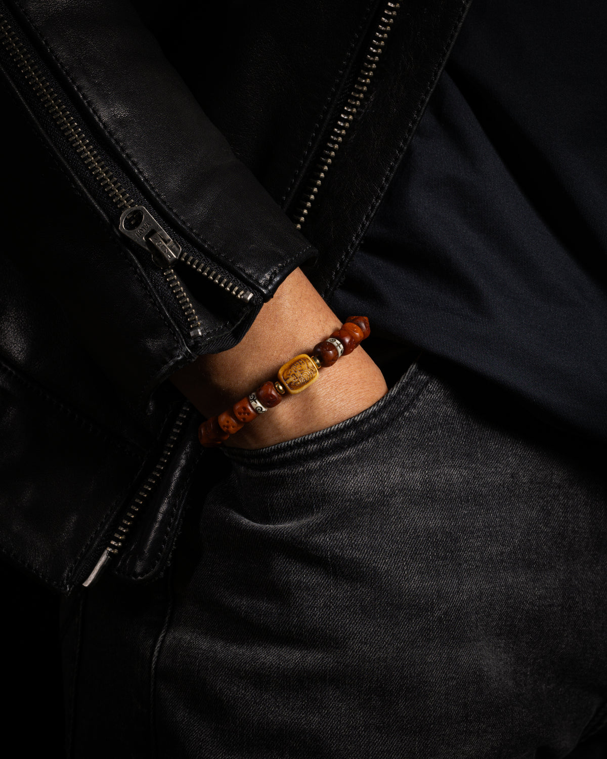 Carved Bone Dice Bracelet Zaki Lhamo-3