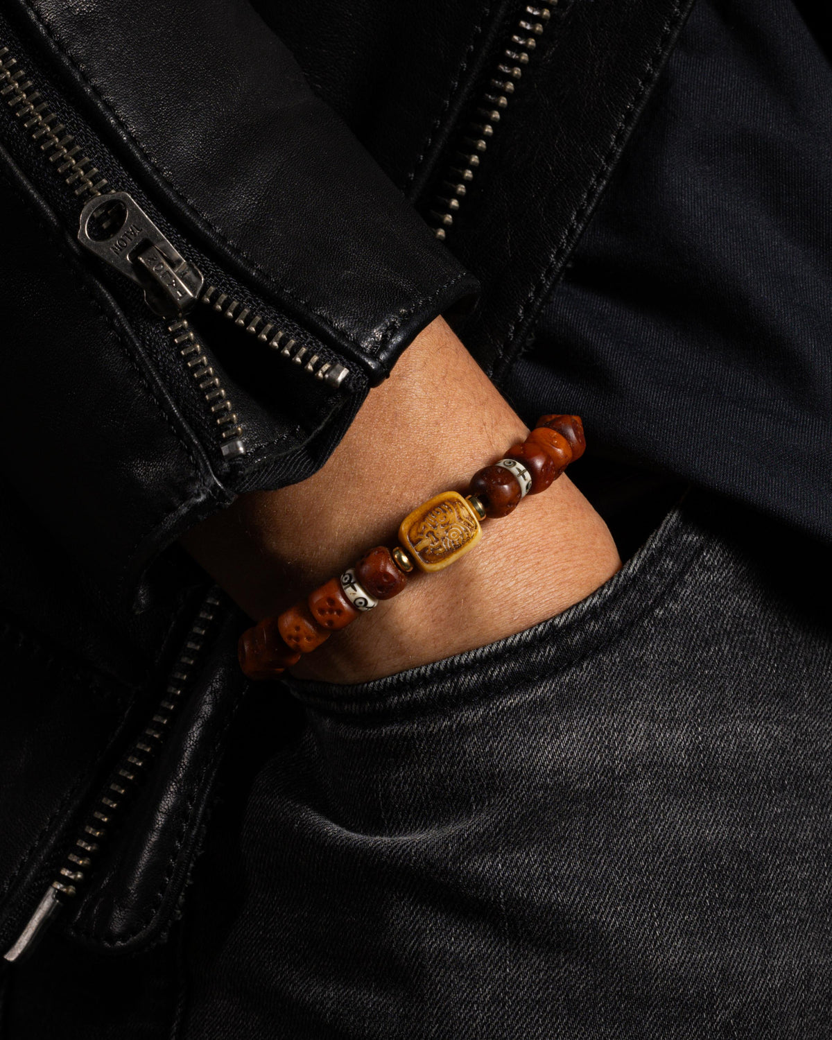 Carved Bone Dice Bracelet Zaki Lhamo