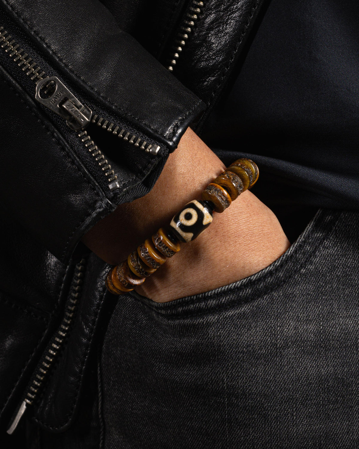 Weathered Yak Bone Dzi Bracelet-2