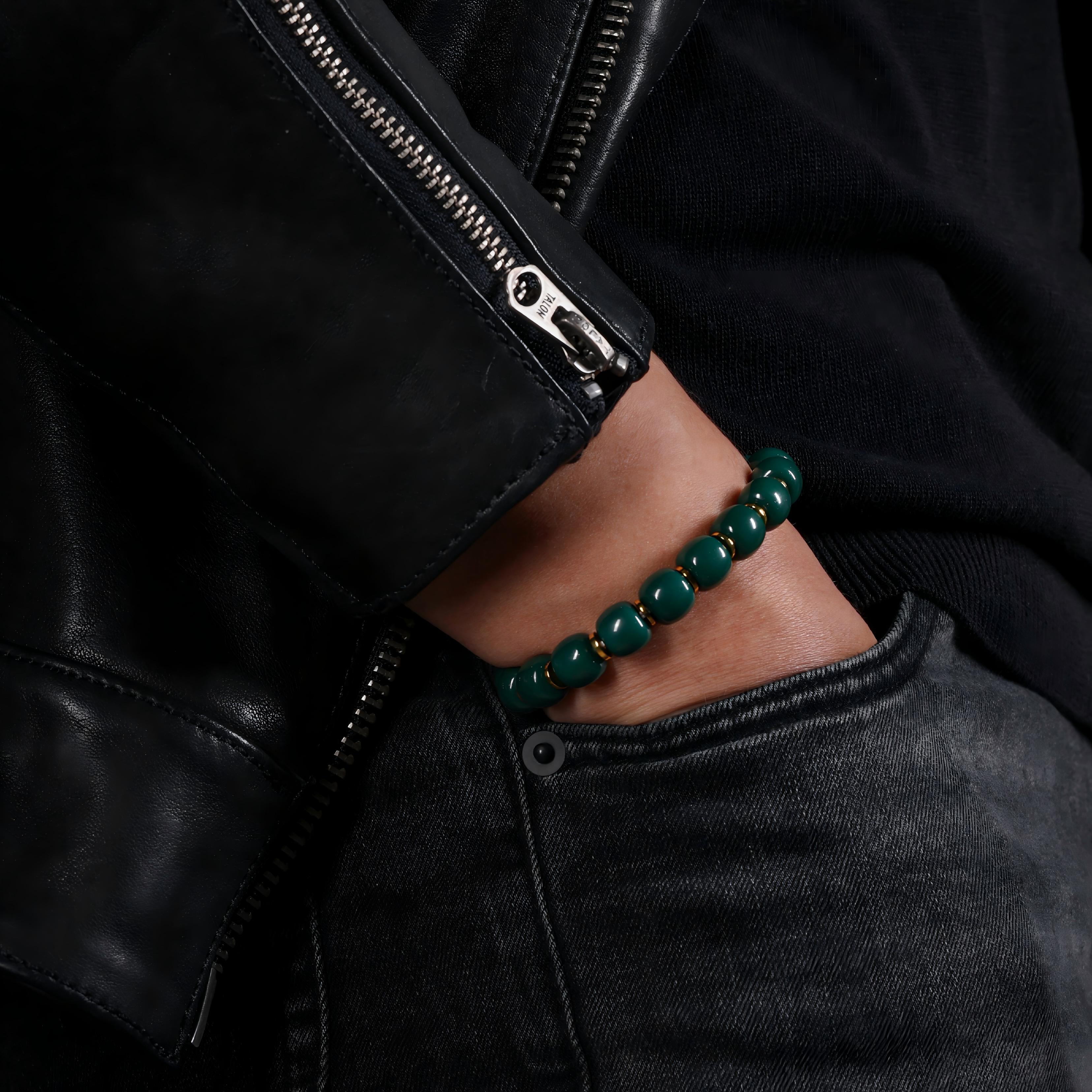 Turquoise Bracelet with 18K Gold-Plated Accents-4