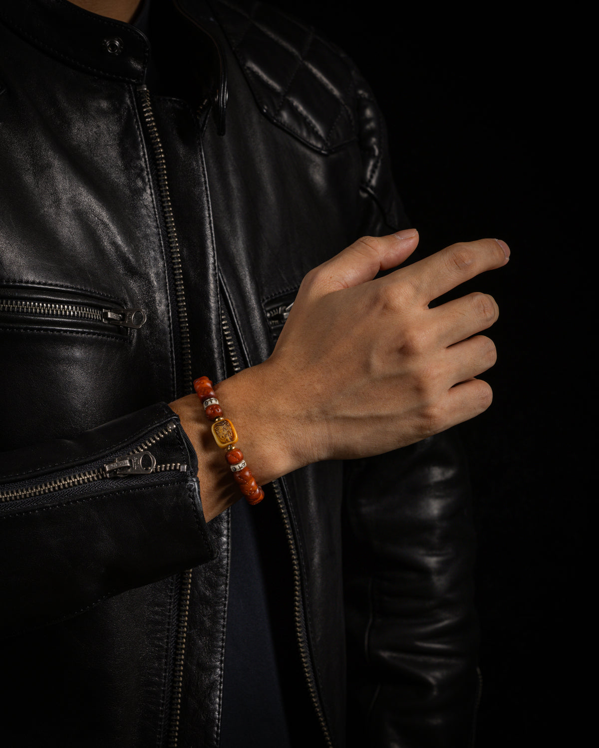 Carved Bone Dice Bracelet Zaki Lhamo-2