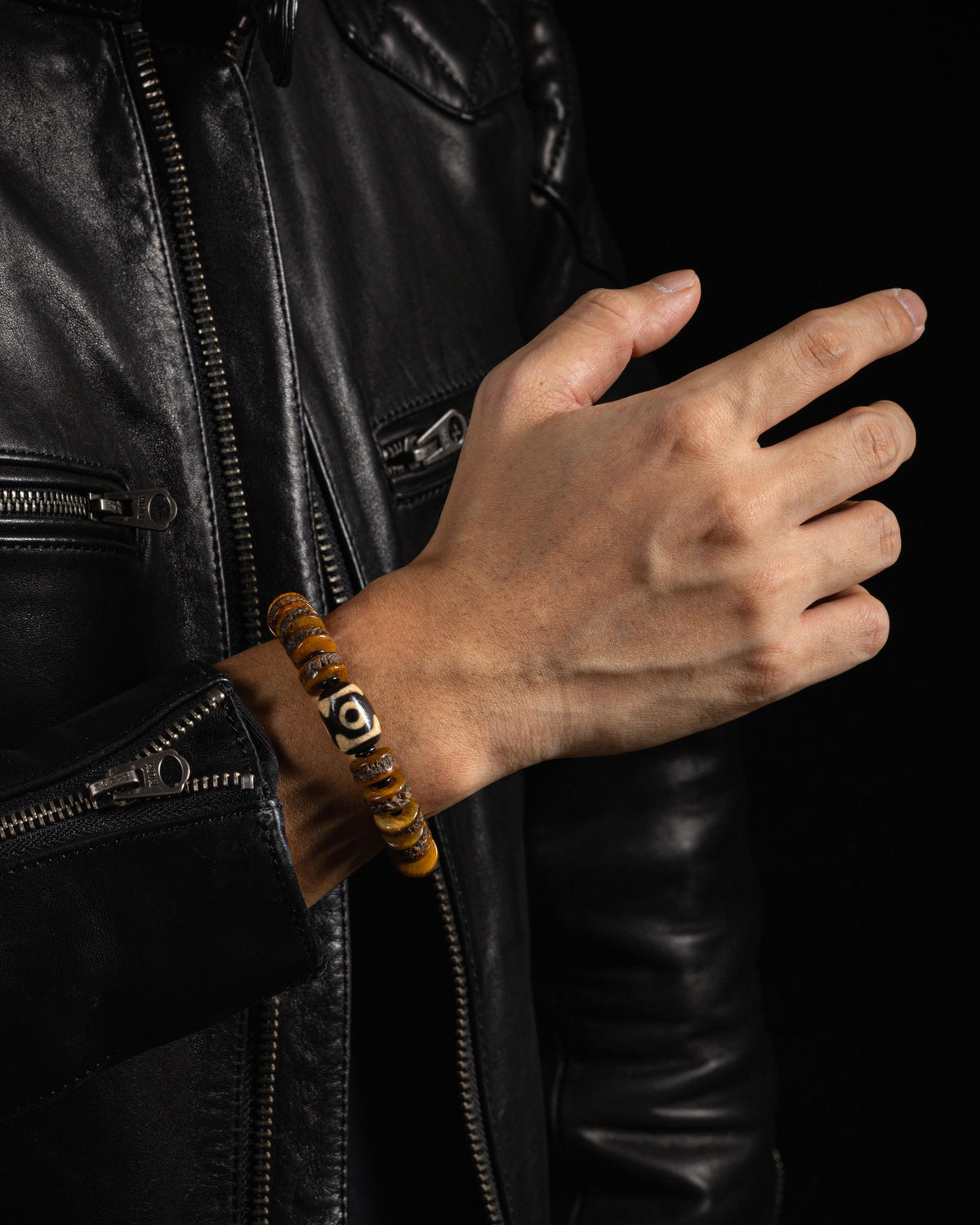 Weathered Yak Bone Dzi Bracelet-3