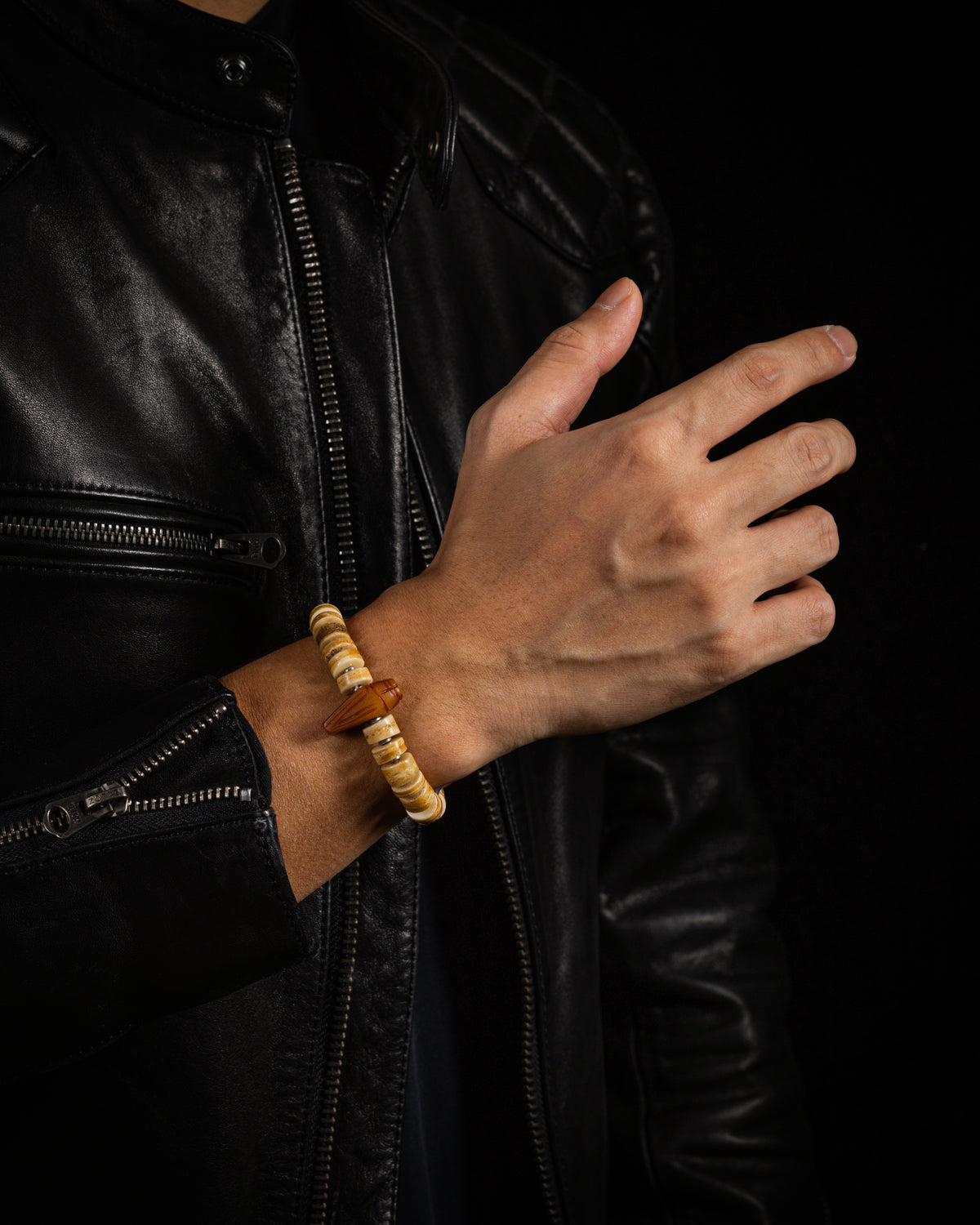 Yak Bone Bracelet Dice and Spike-3
