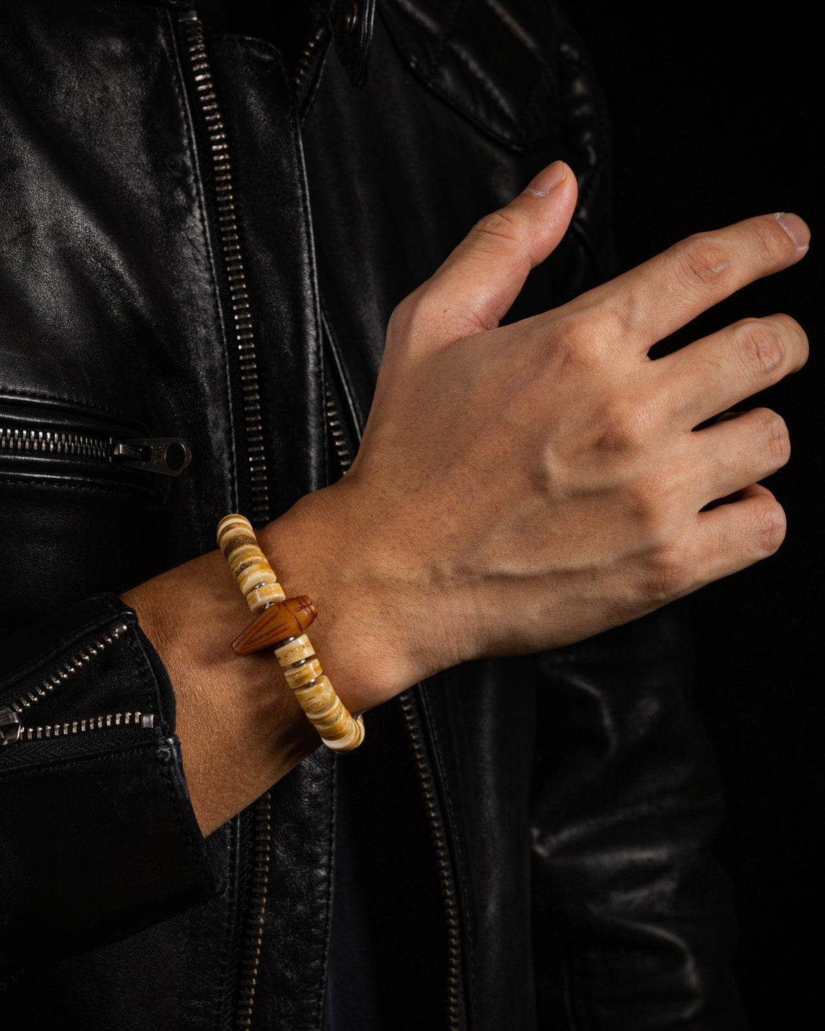 Yak Bone Bracelet Dice and Spike-3