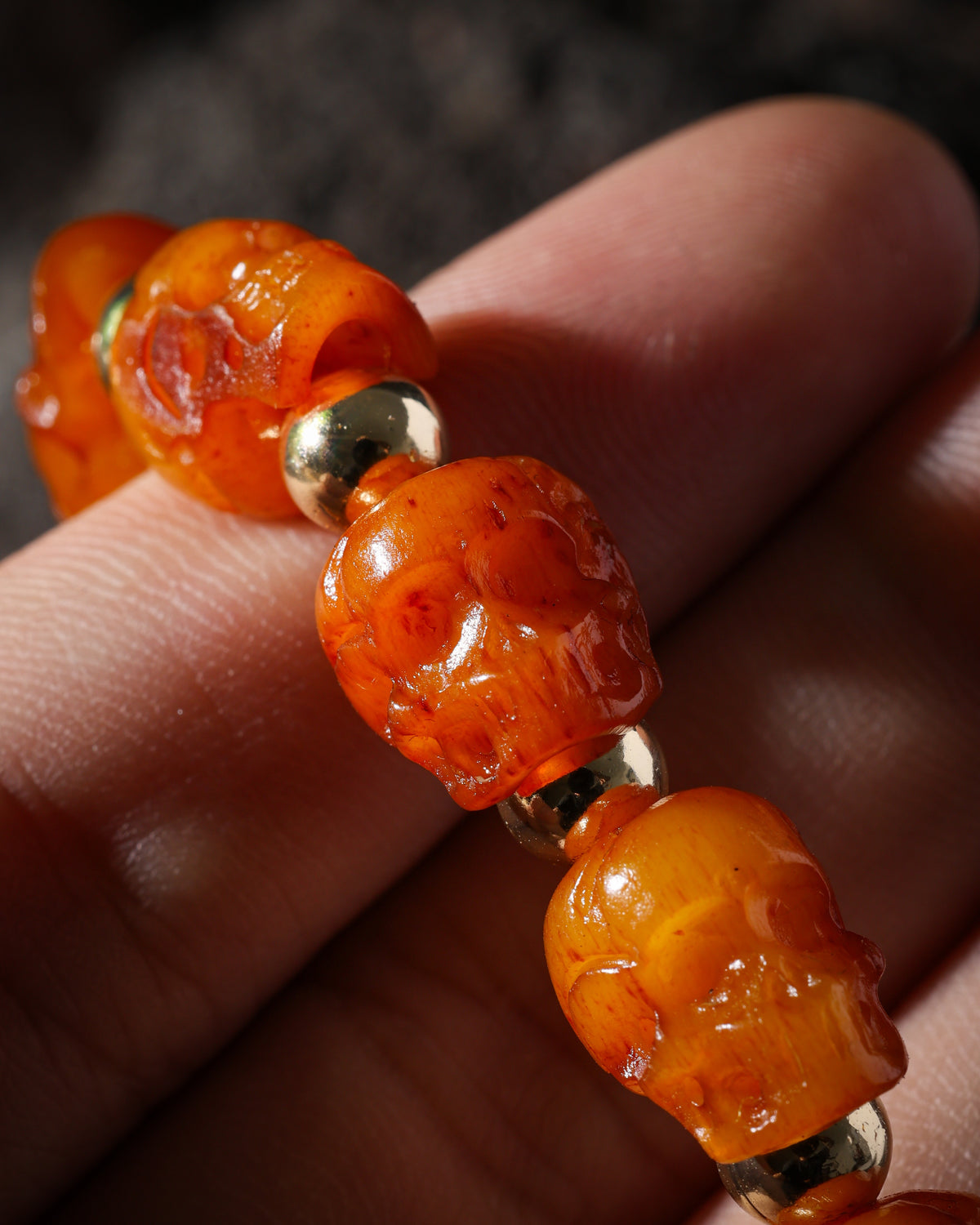 Bracelet en os de yak et crâne-4