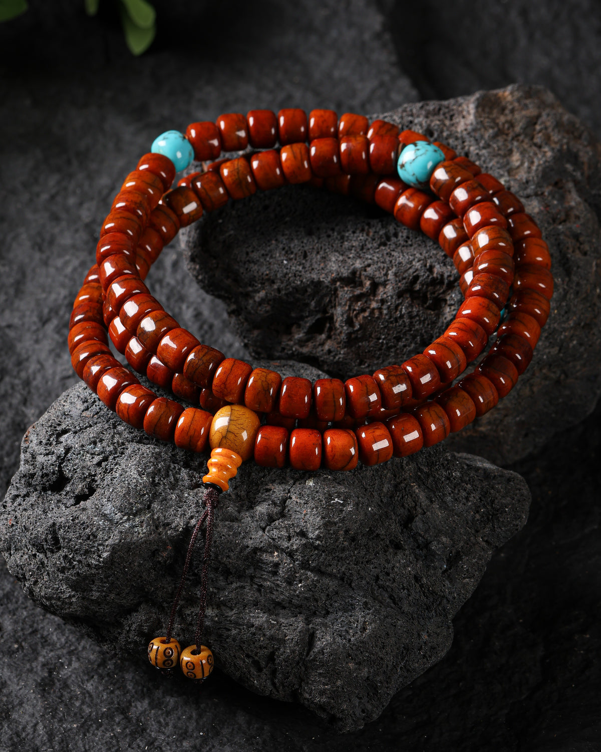Yak Bone 108-Bead Mala Necklace