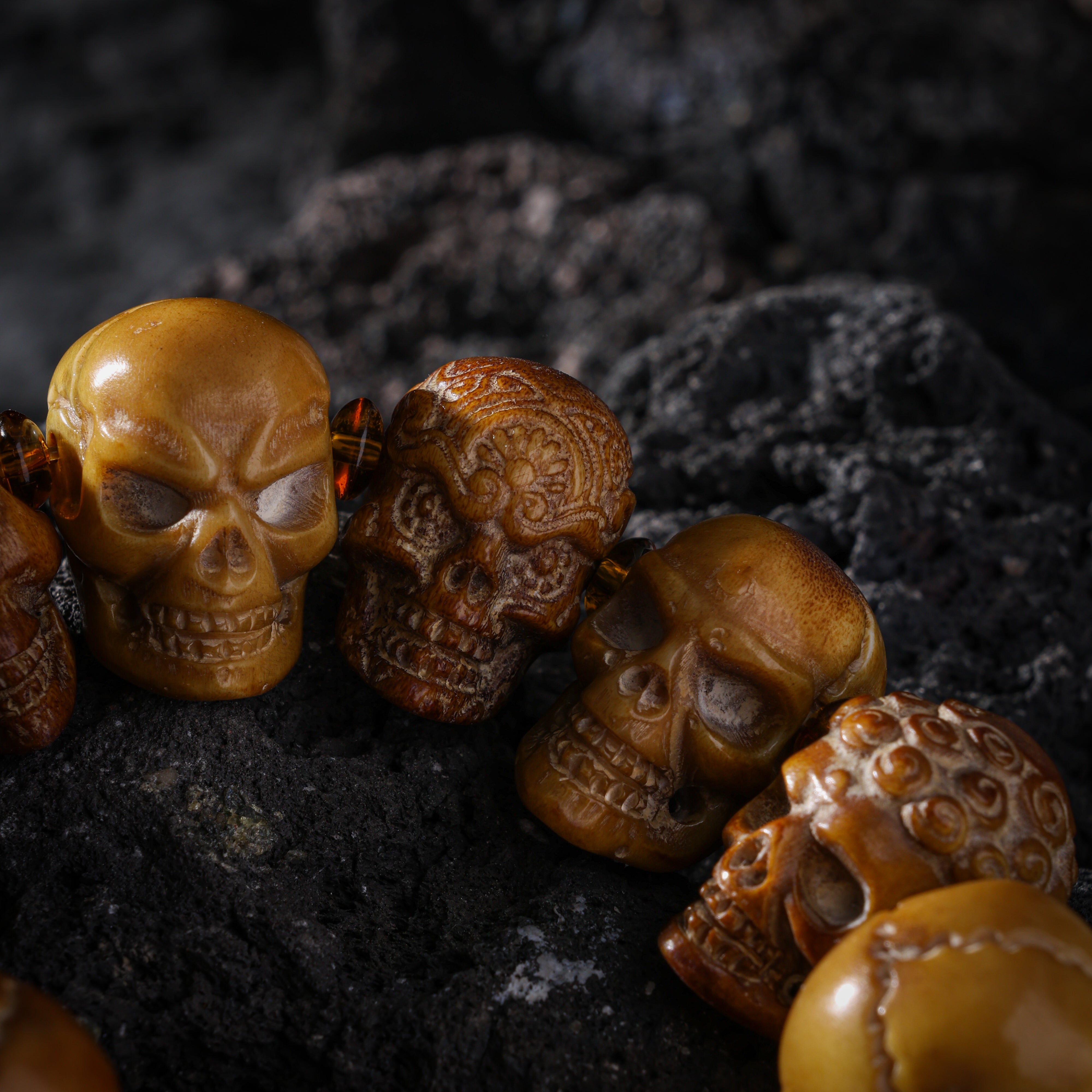 Skull Bone Bracelet 13 Unique Beads-8
